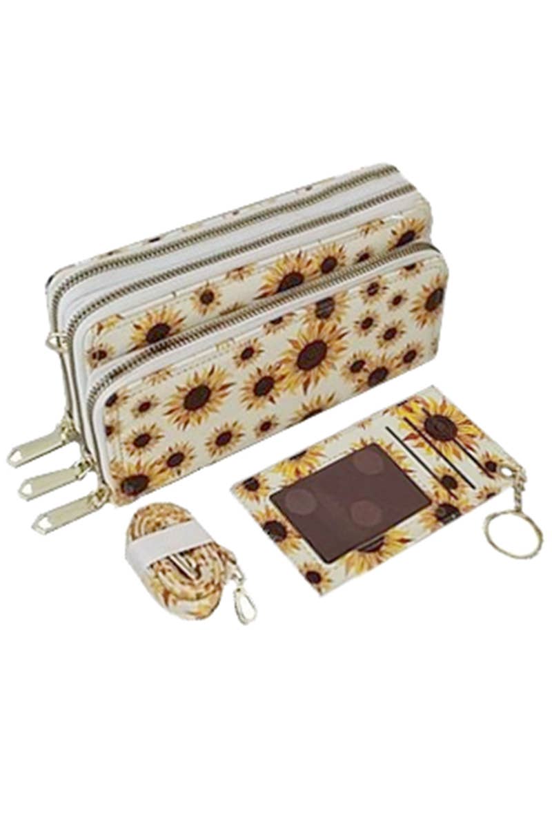 Sunflower Continental Wallet Crossbody Bag with Card Holder