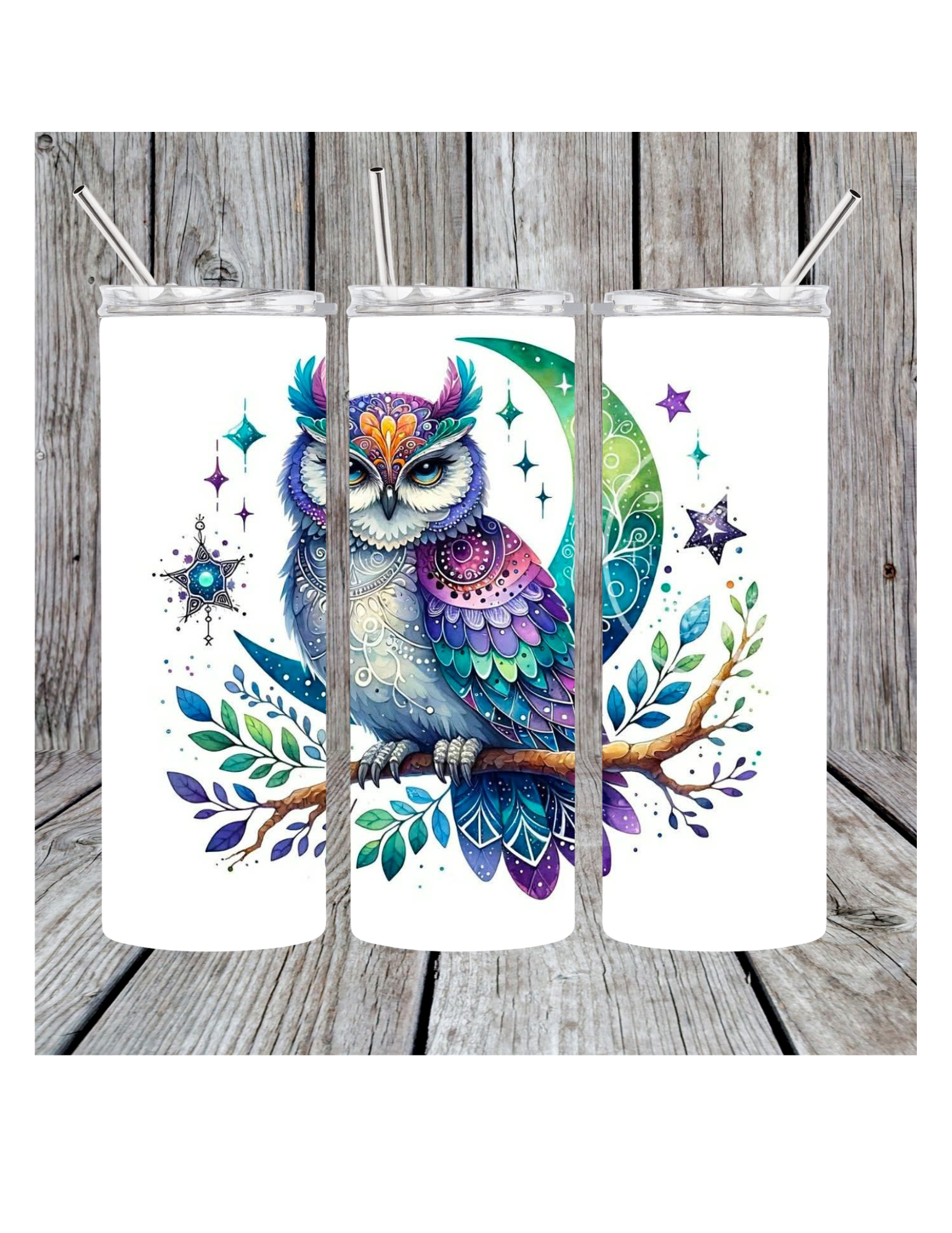 Owl on the moon tumbler