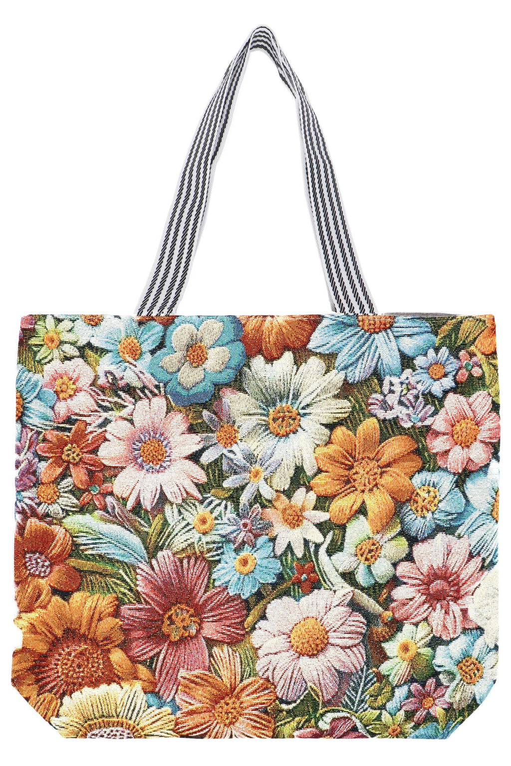 Daisy Wildflower Shimmery Tapestry Canvas Tote Bag