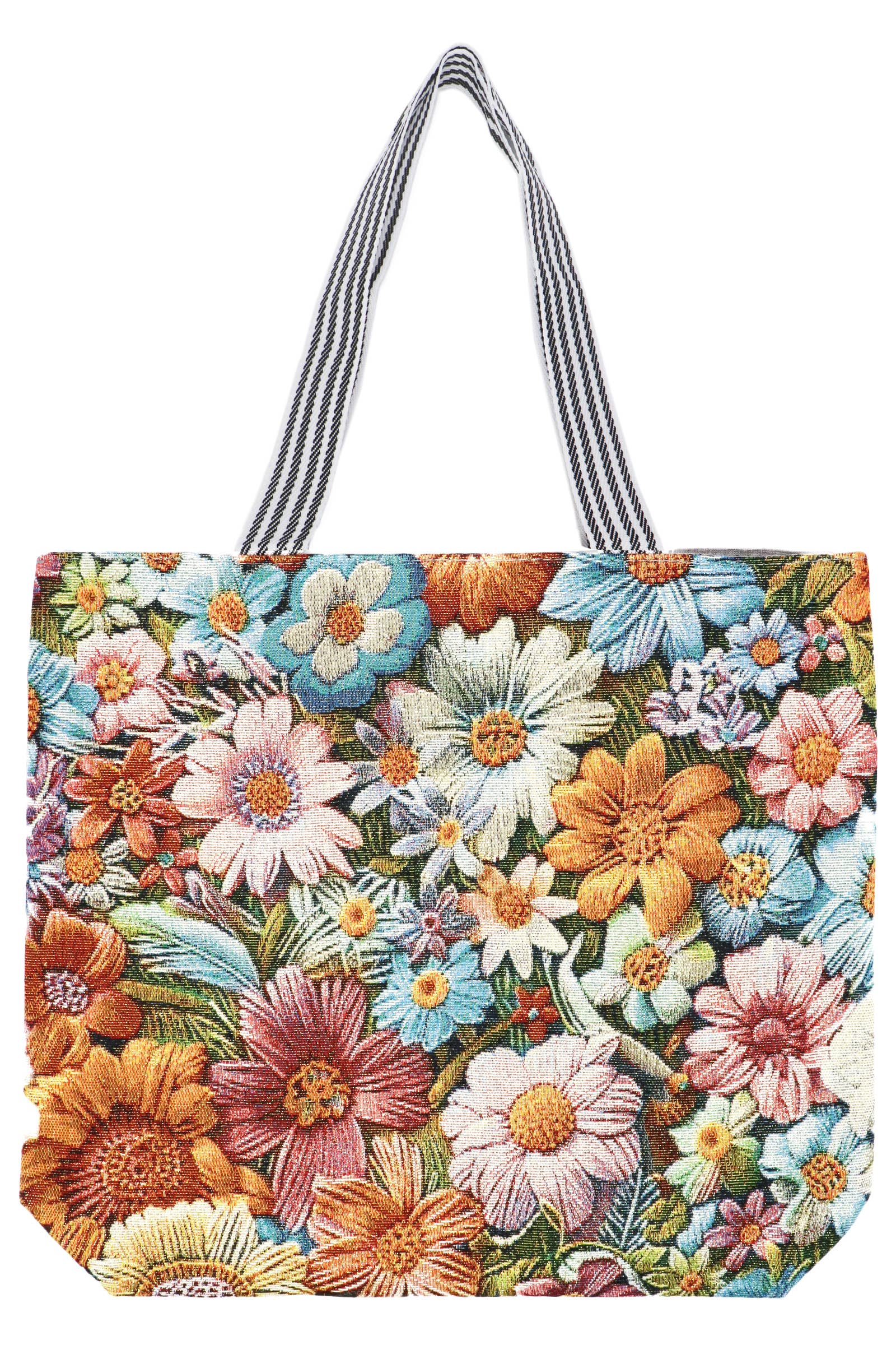 Daisy Wildflower Shimmery Tapestry Canvas Tote Bag