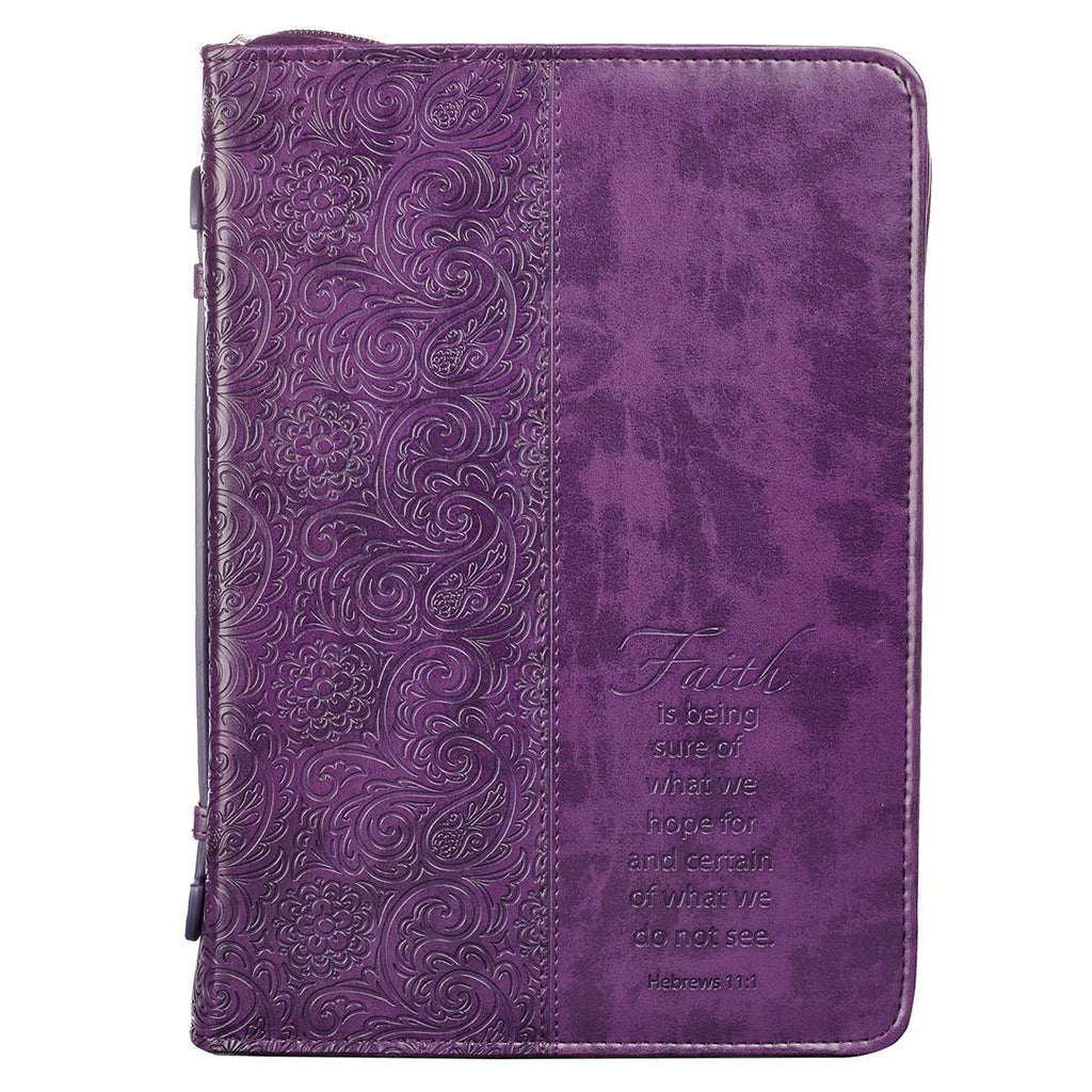 Bible Cover Fashion Purple Faith Heb. 11:1 LARGE
