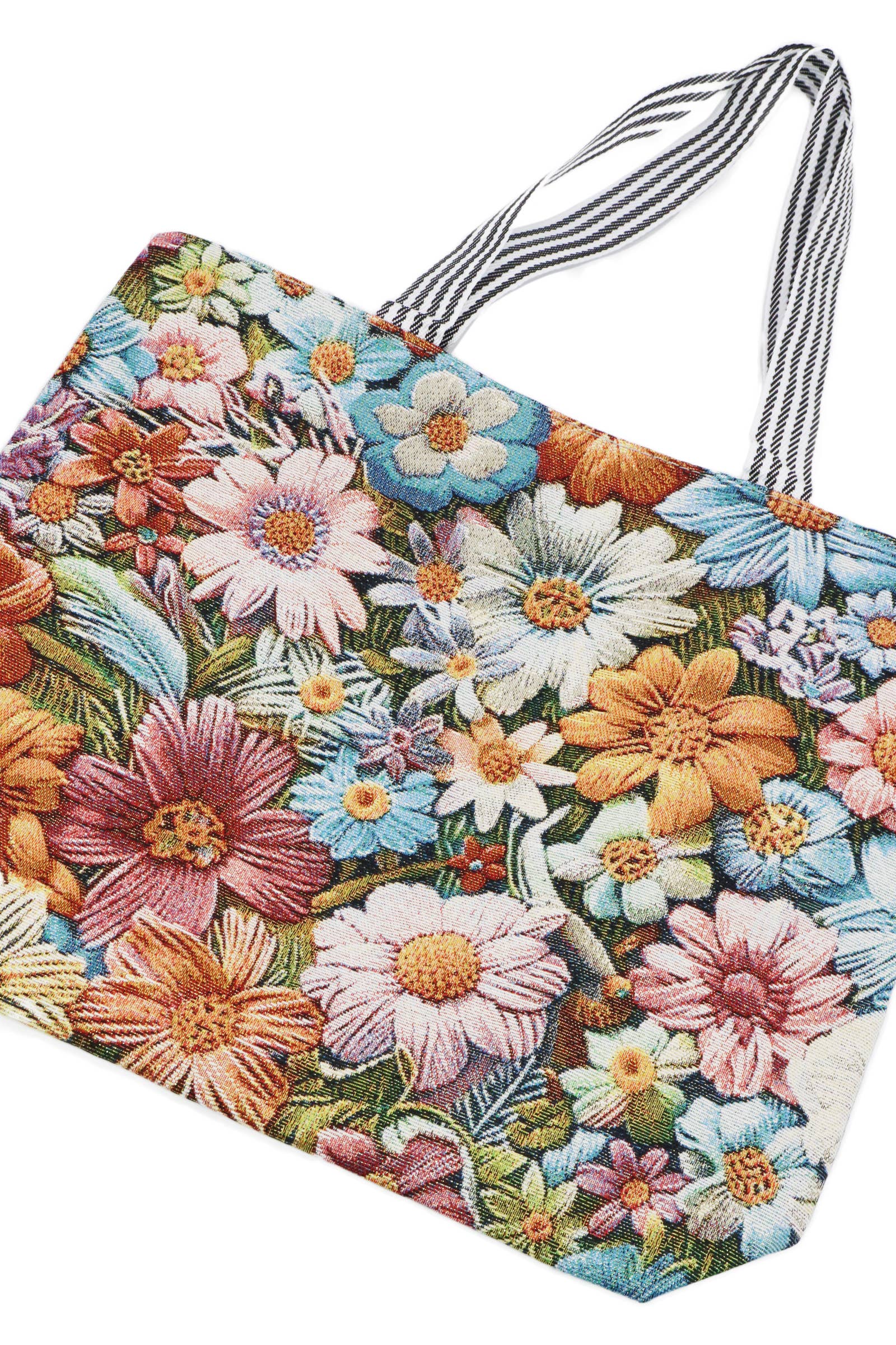 Daisy Wildflower Shimmery Tapestry Canvas Tote Bag