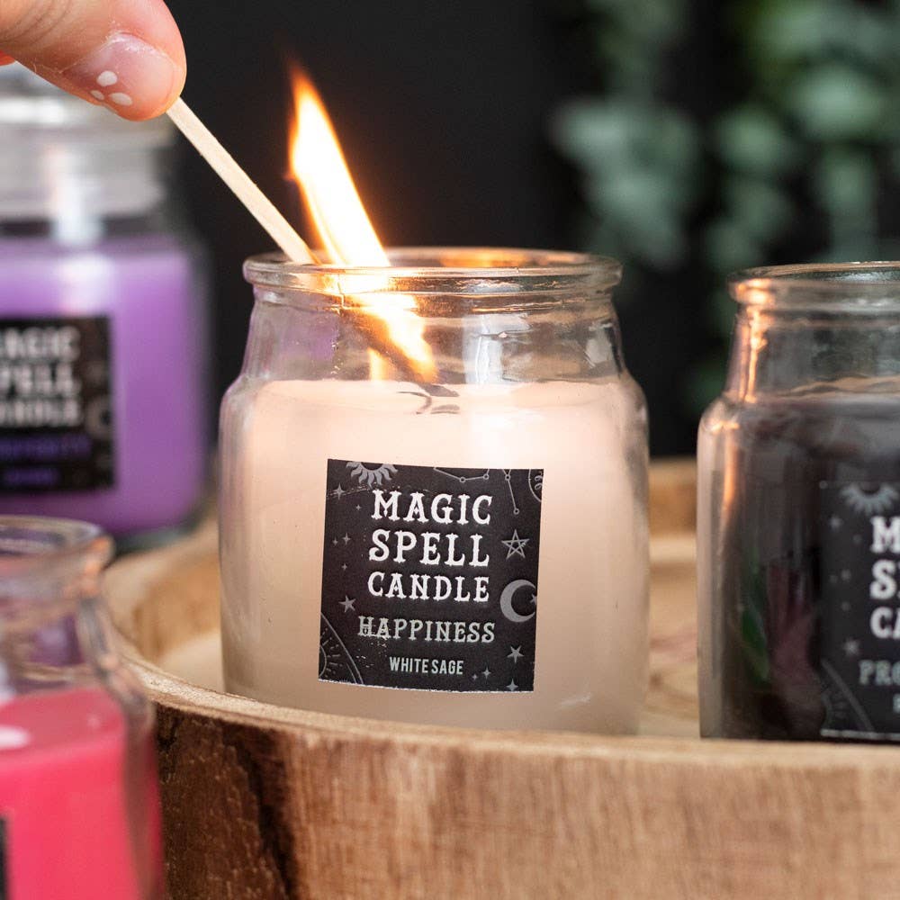 Magic Spell Candle Happiness White Sage Scent