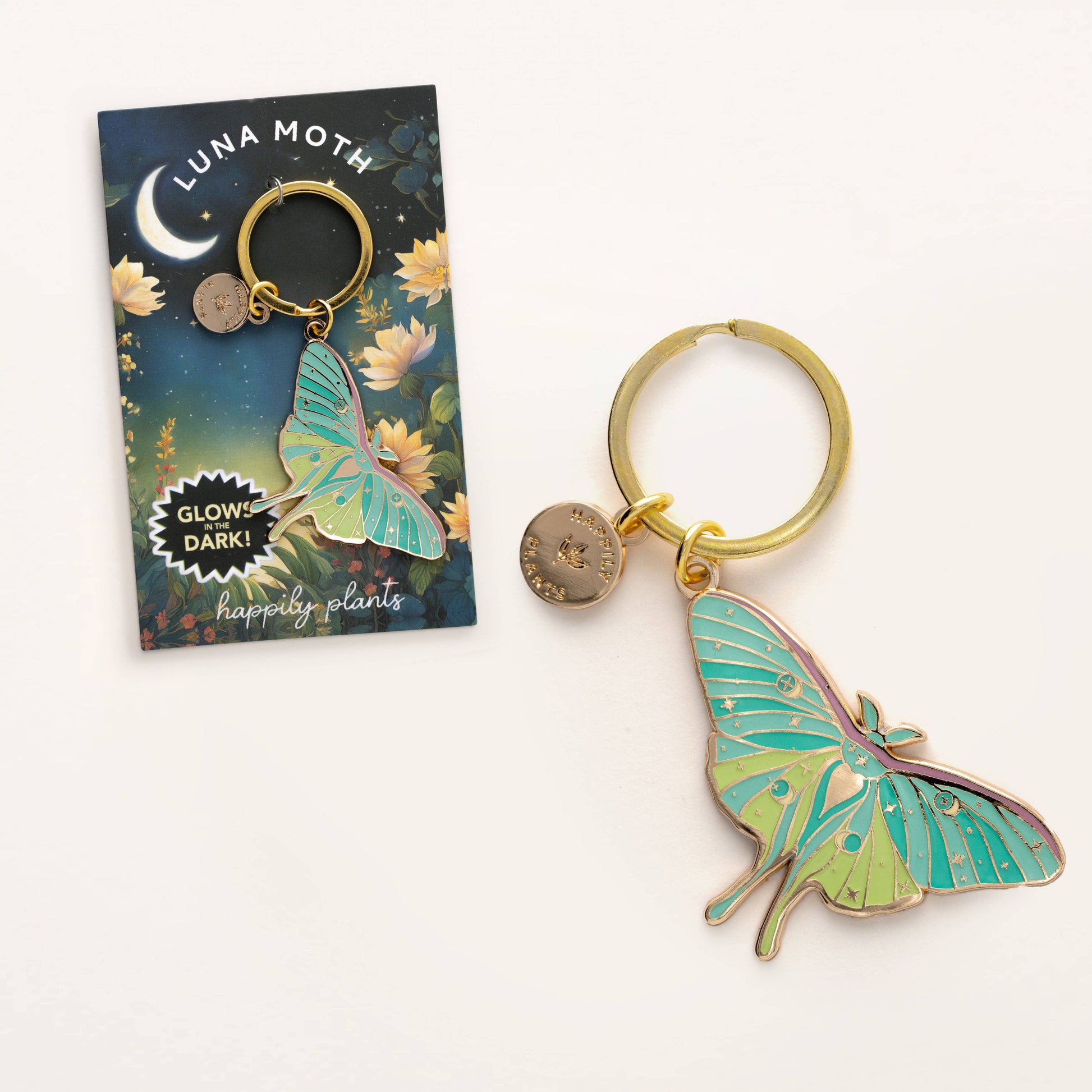 Luna Moth Keychain Charm Glow in the Dark! Stocking Stuffer