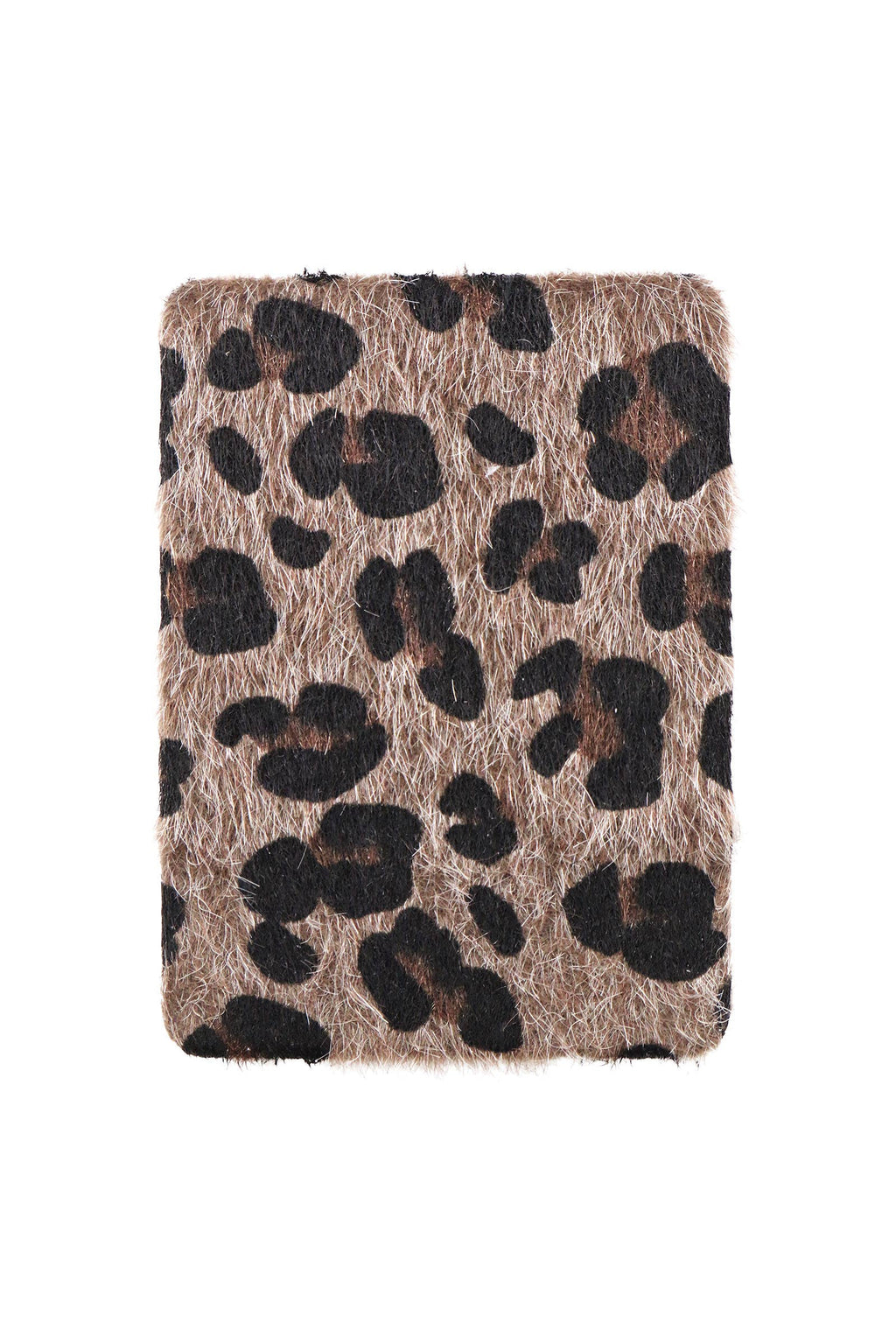 Leopard Print Fuzzy Faux Fur Compact Mirror - 12 Pcs