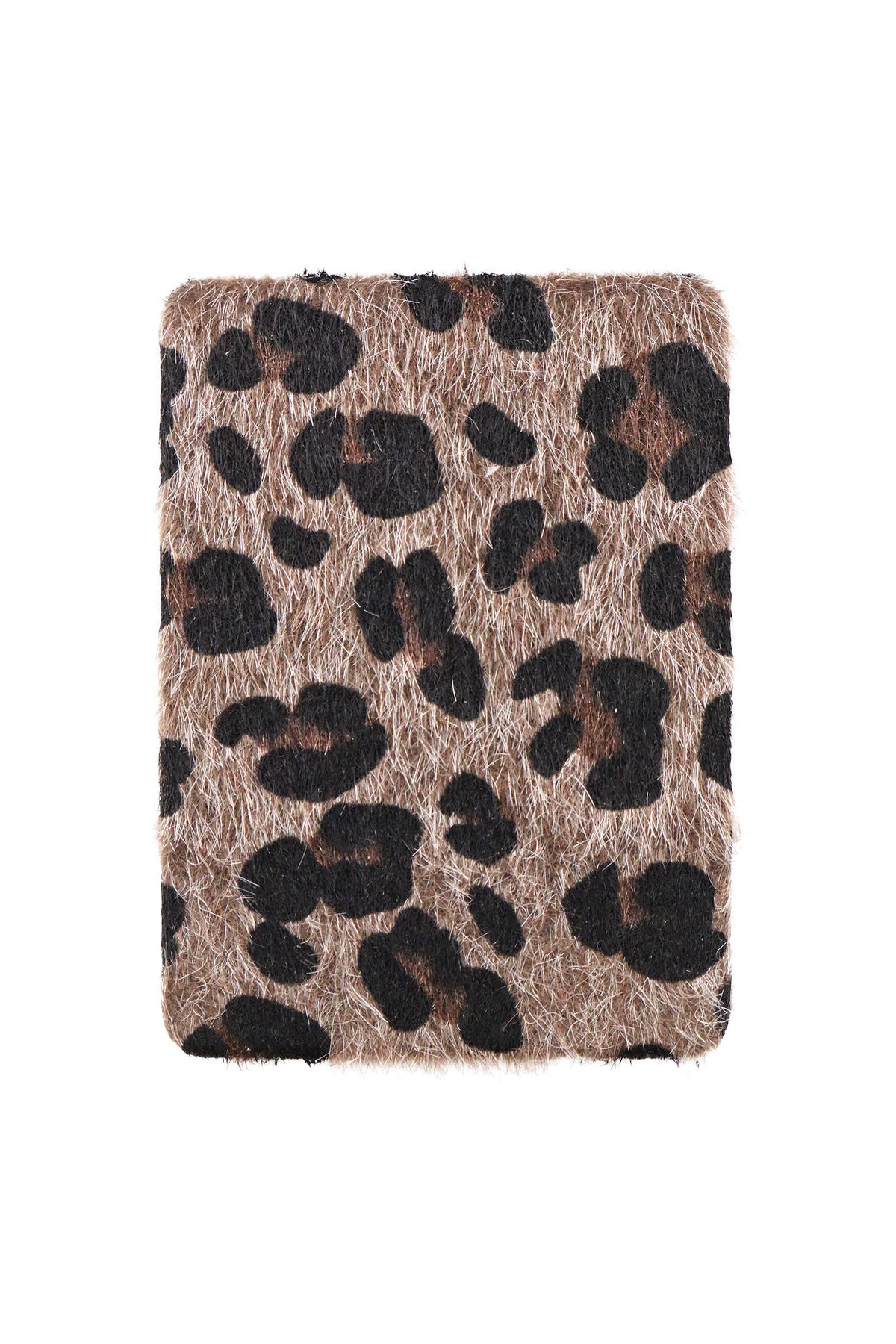 Leopard Print Fuzzy Faux Fur Compact Mirror - 12 Pcs