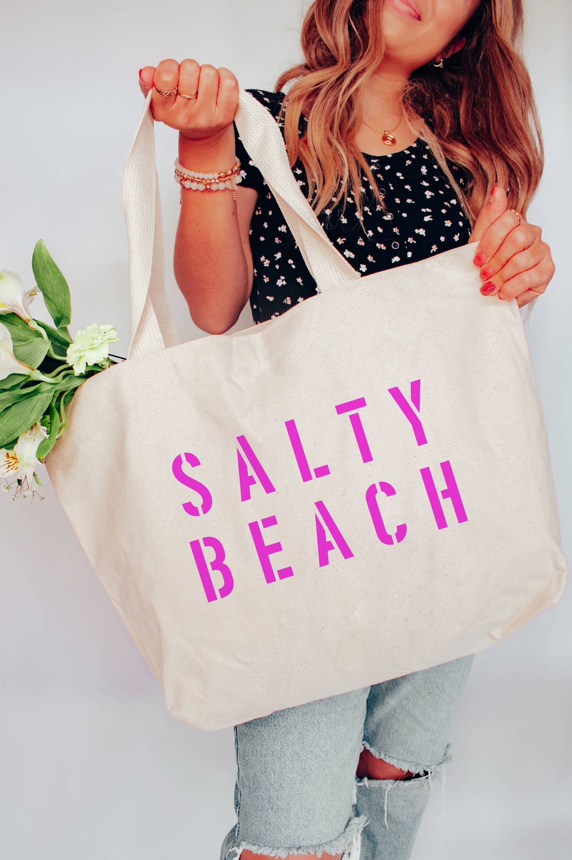 Salty Beach Stamp Look Tote Bag