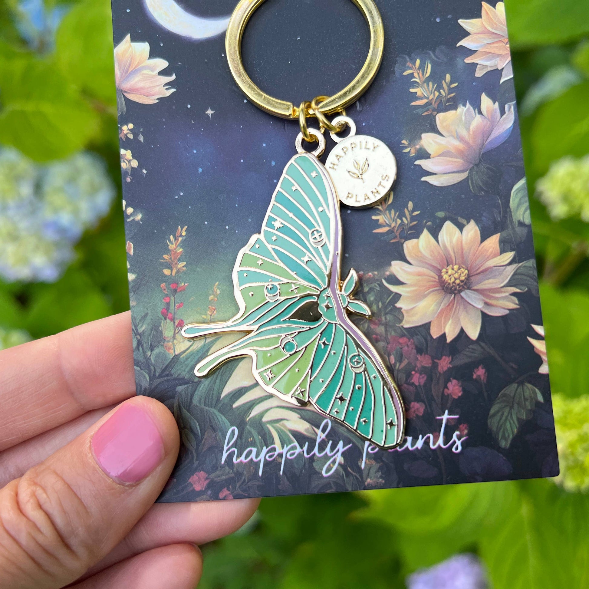 Luna Moth Keychain Charm Glow in the Dark! Stocking Stuffer