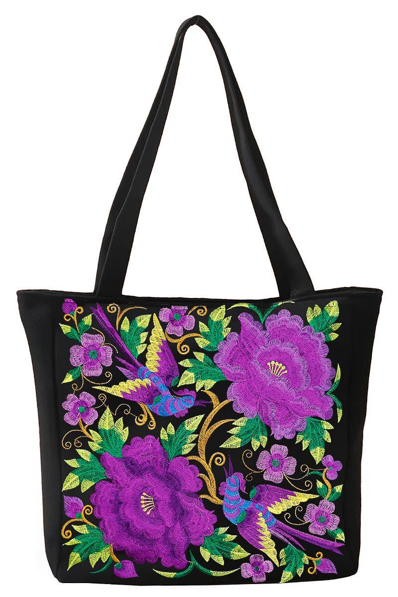 Huipil Floral Embroidered Tote