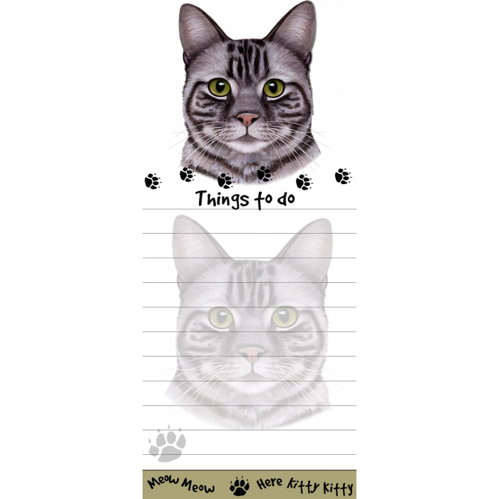 Tabby Silver Cat Magnetic List Pad