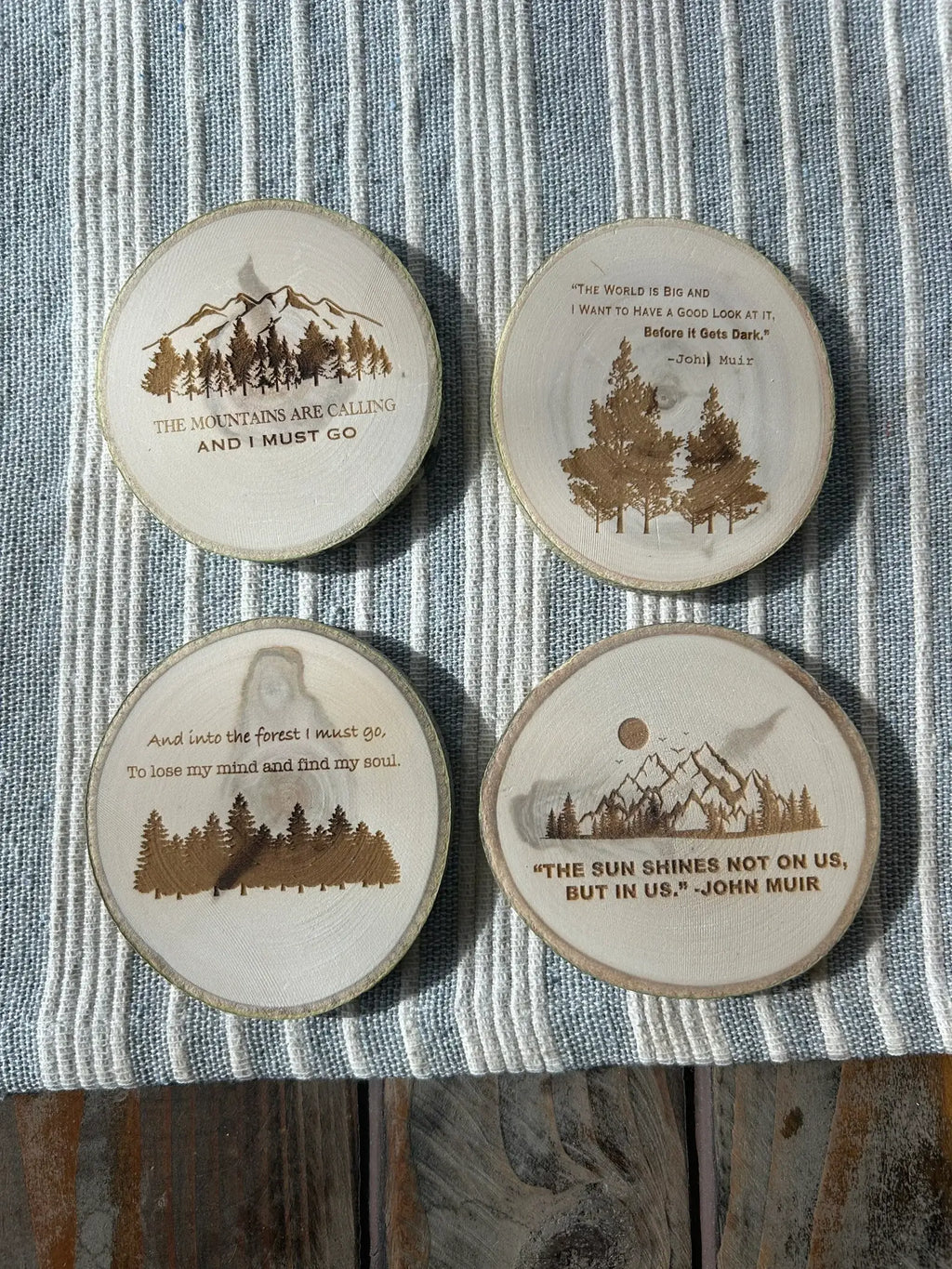 Into the Forest Coaster, John Muir Quote, Rustic Gift