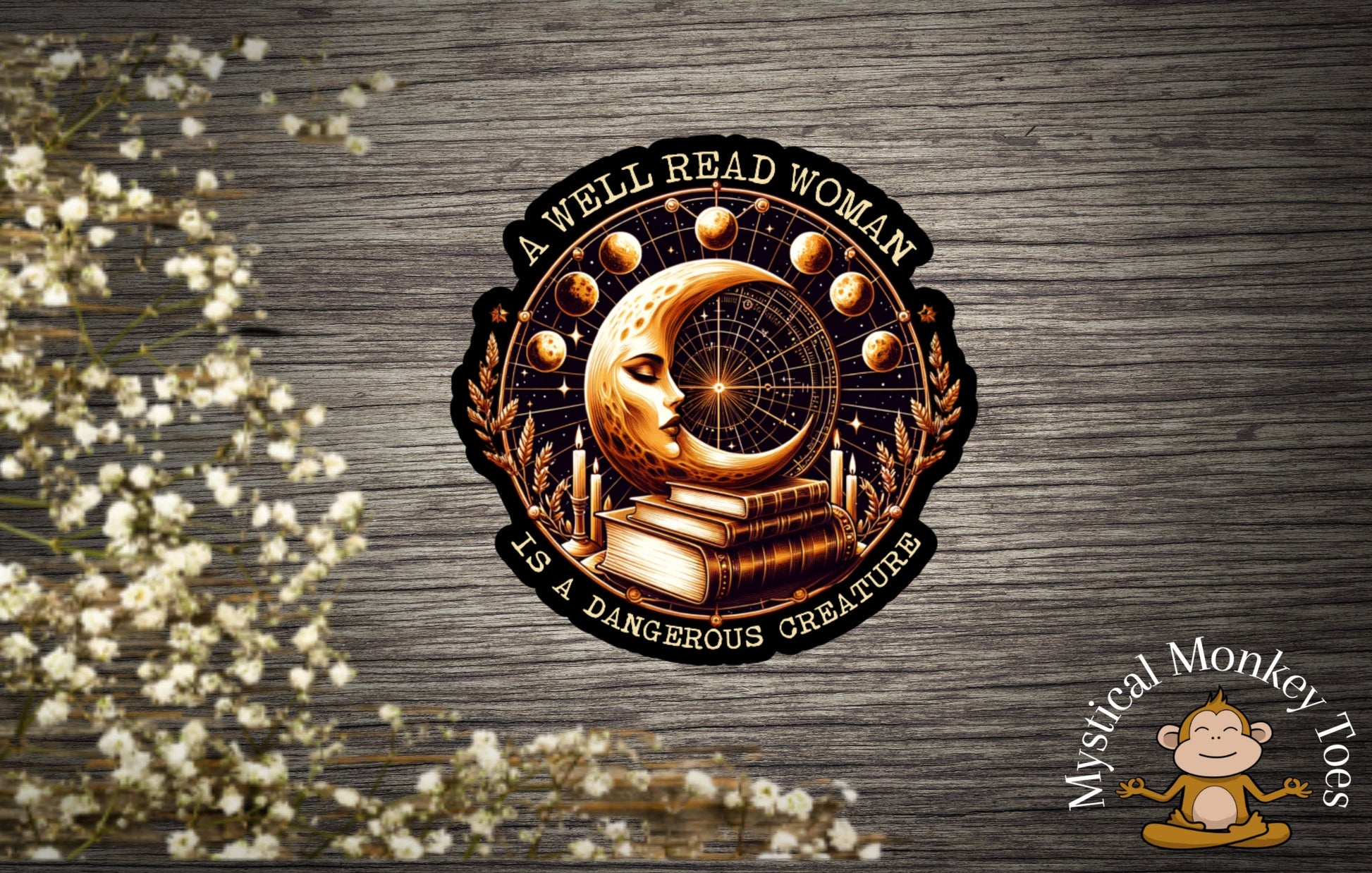 Beautiful Book Moon Vinyl Sticker