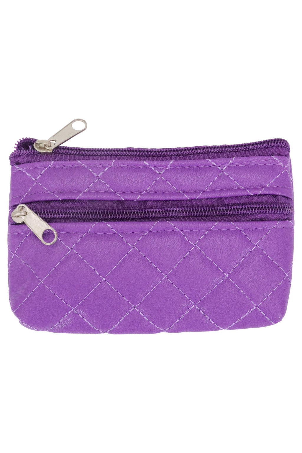 Diamond Quilted Double Zipper Coin Purse Bag