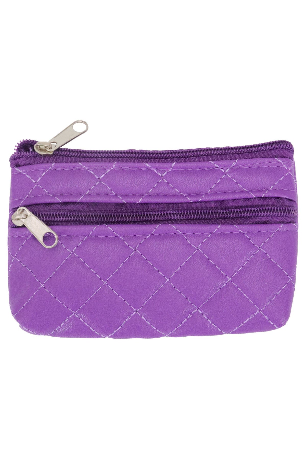 Diamond Quilted Double Zipper Coin Purse Bag