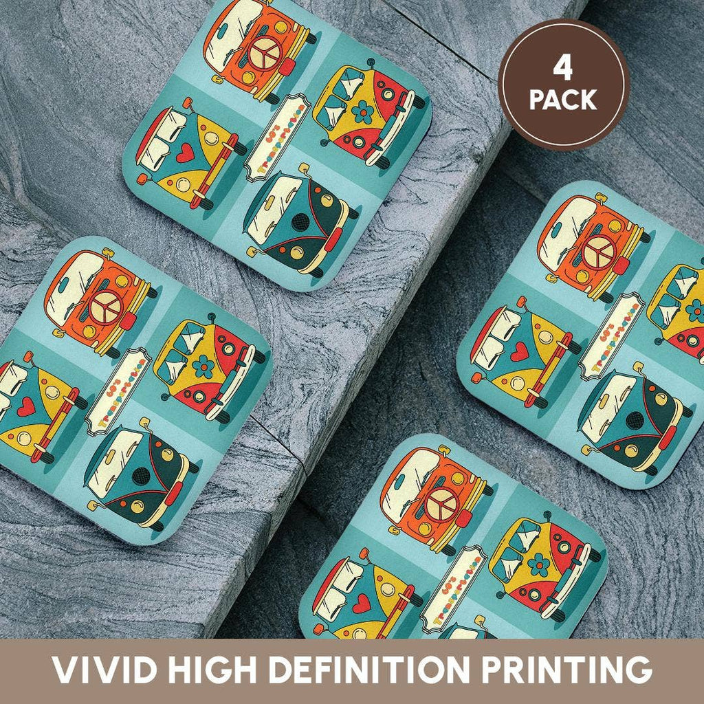 Sixties Vans for Hippies Retro Colors, Soft Coaster