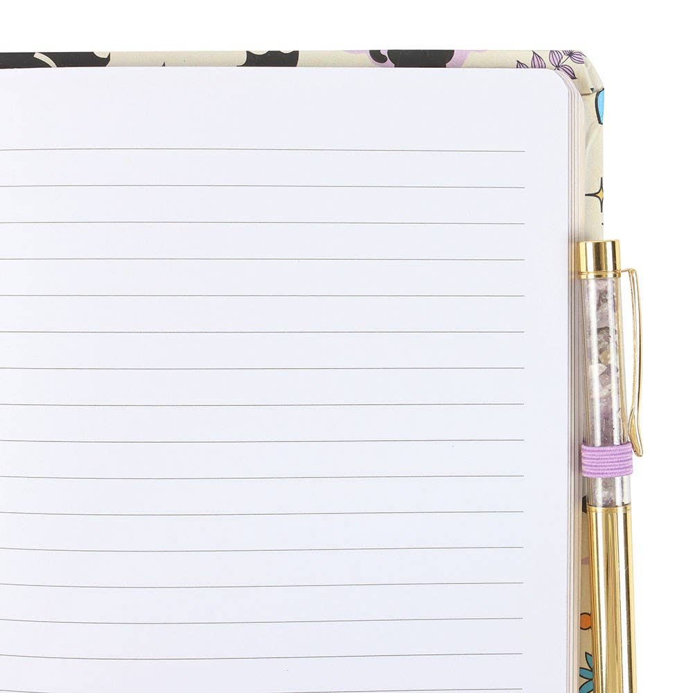 Cute and Creepy Kitty A5-Sized Notebook W/ Amethyst Pen