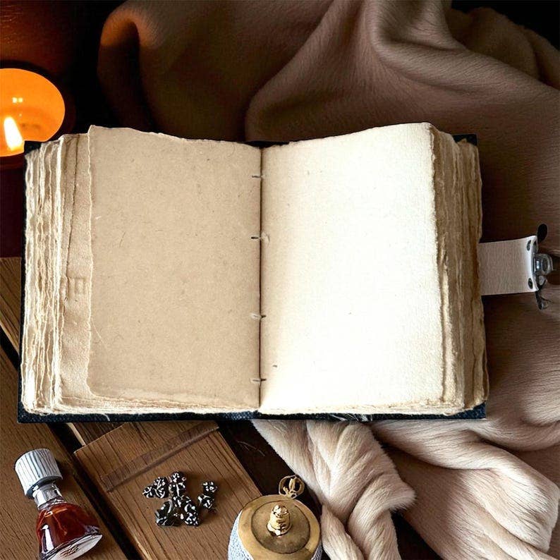 Leather Journal Grimoire Vintage Mushroom Notebook Handmade