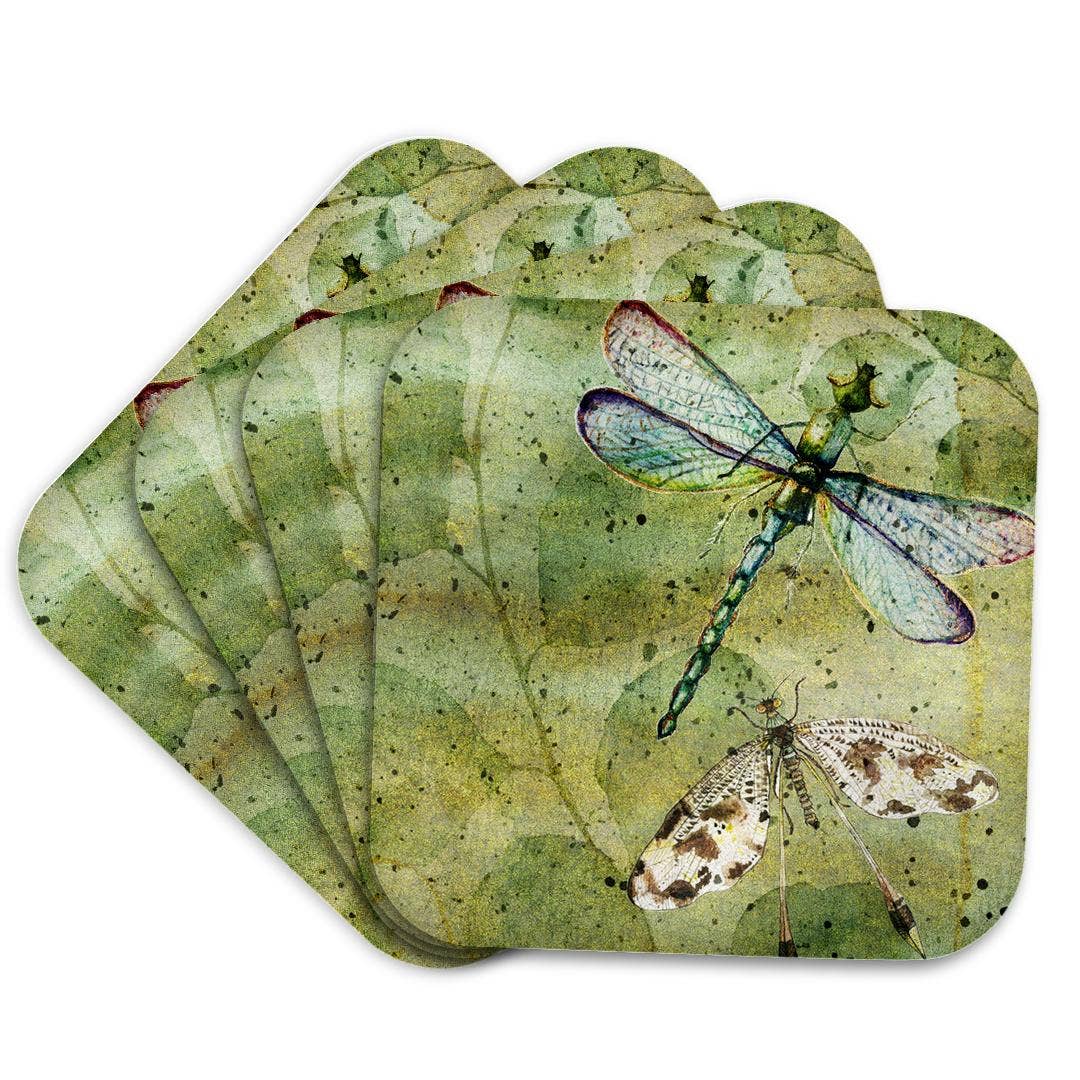 Dragonfly Vintage Collage, Soft Coaster