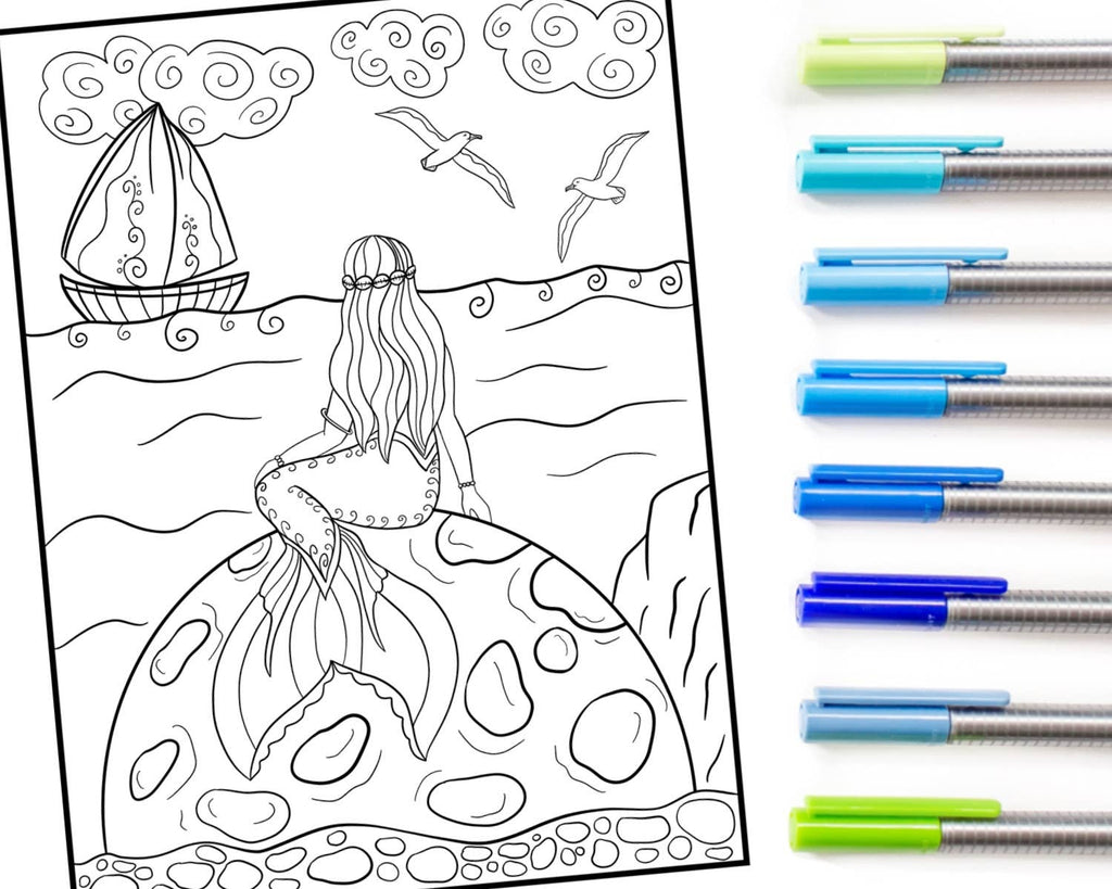 Magical Merfolk Coloring Book For Adults + Teens