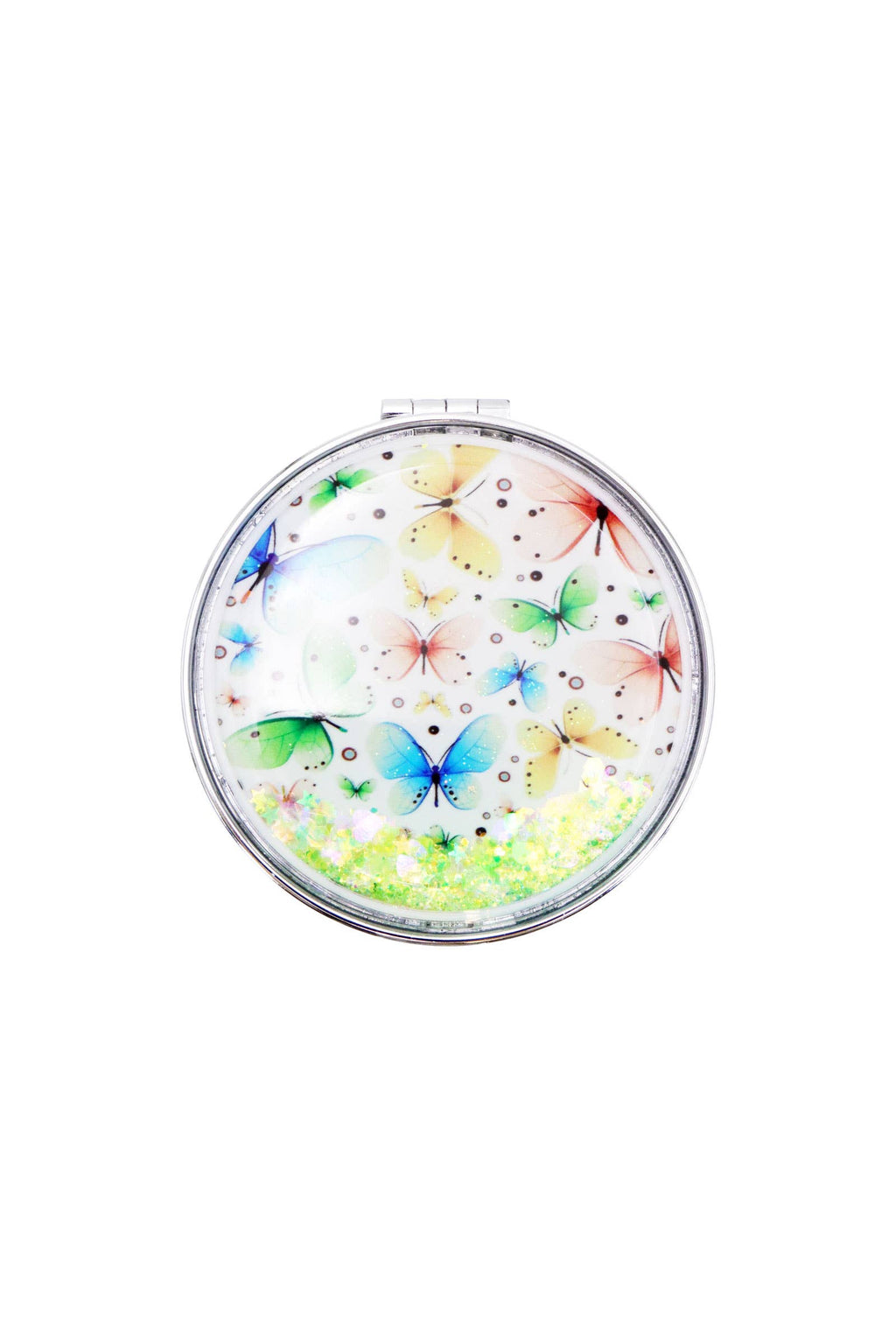 Butterfly Liquid Glitter Circular Compact Mirror