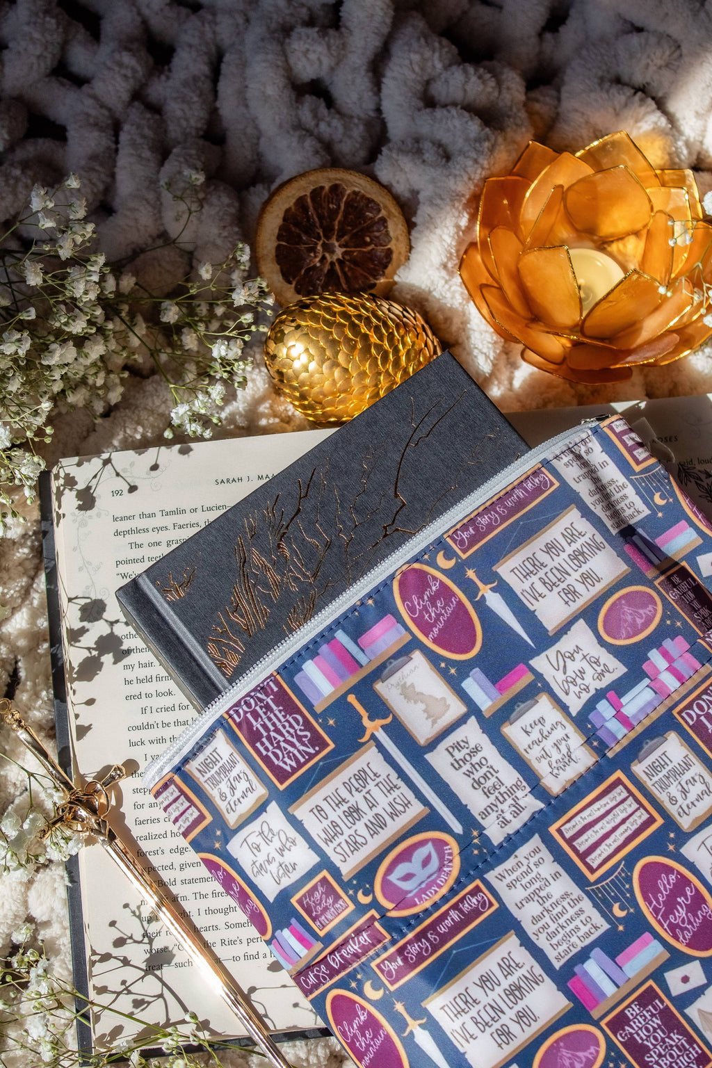 Water-Resistant Book / Tablet Sleeve | ACOTAR Quote Wall
