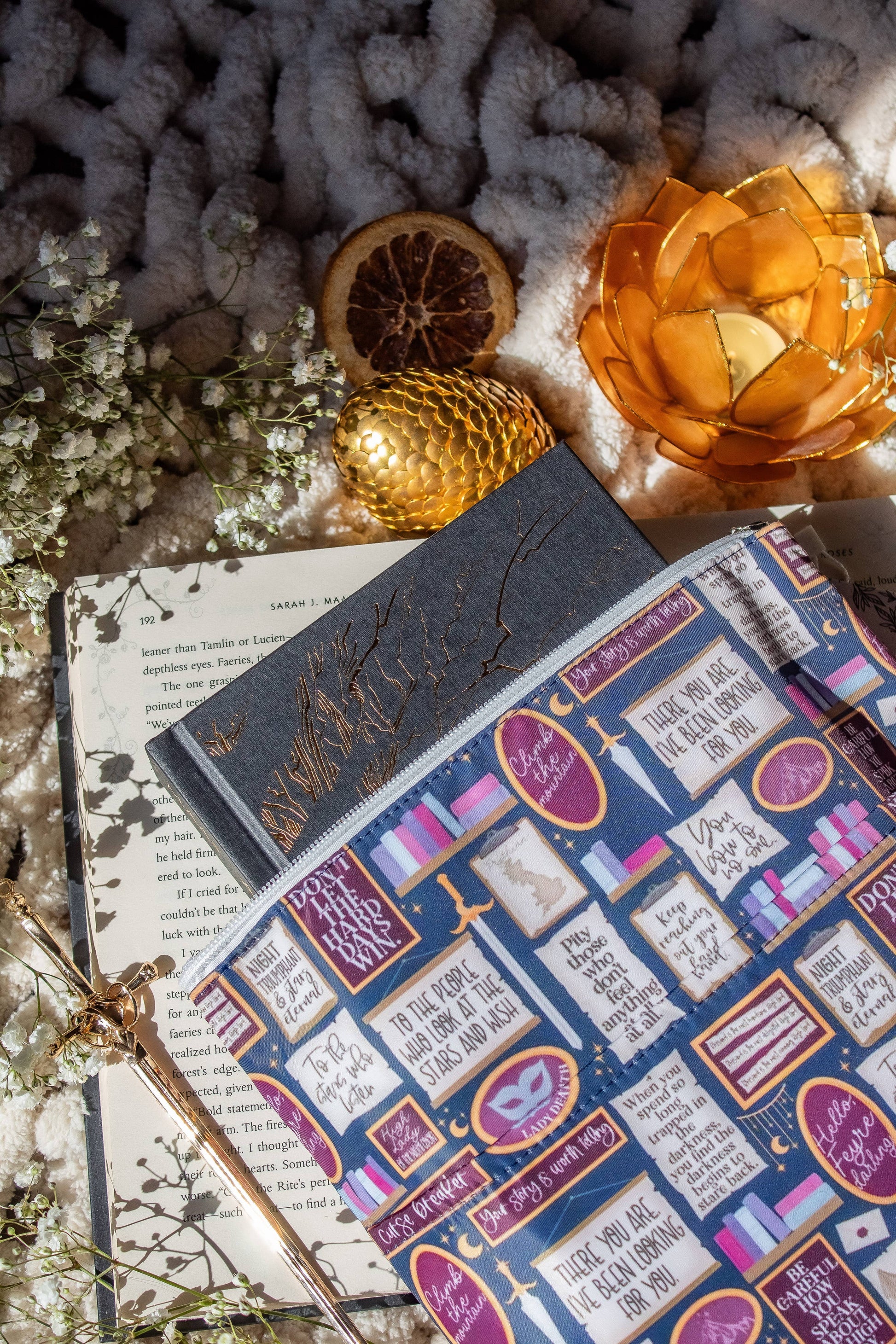Water-Resistant Book / Tablet Sleeve | ACOTAR Quote Wall