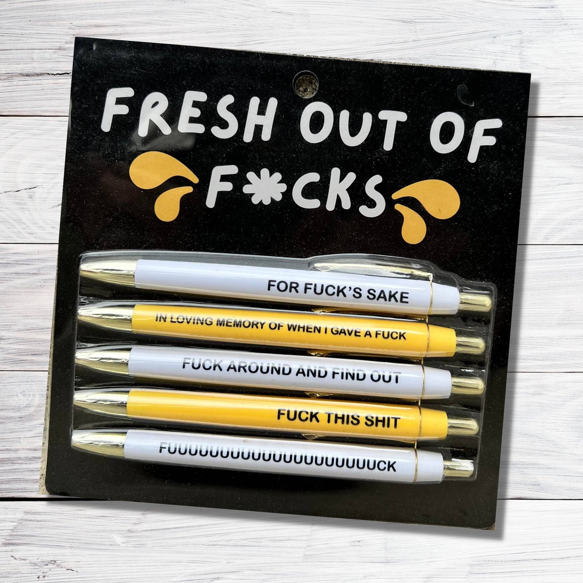 Fresh out of Fucks Pen Set (funny, gifts, mothers day, pens, stationery)