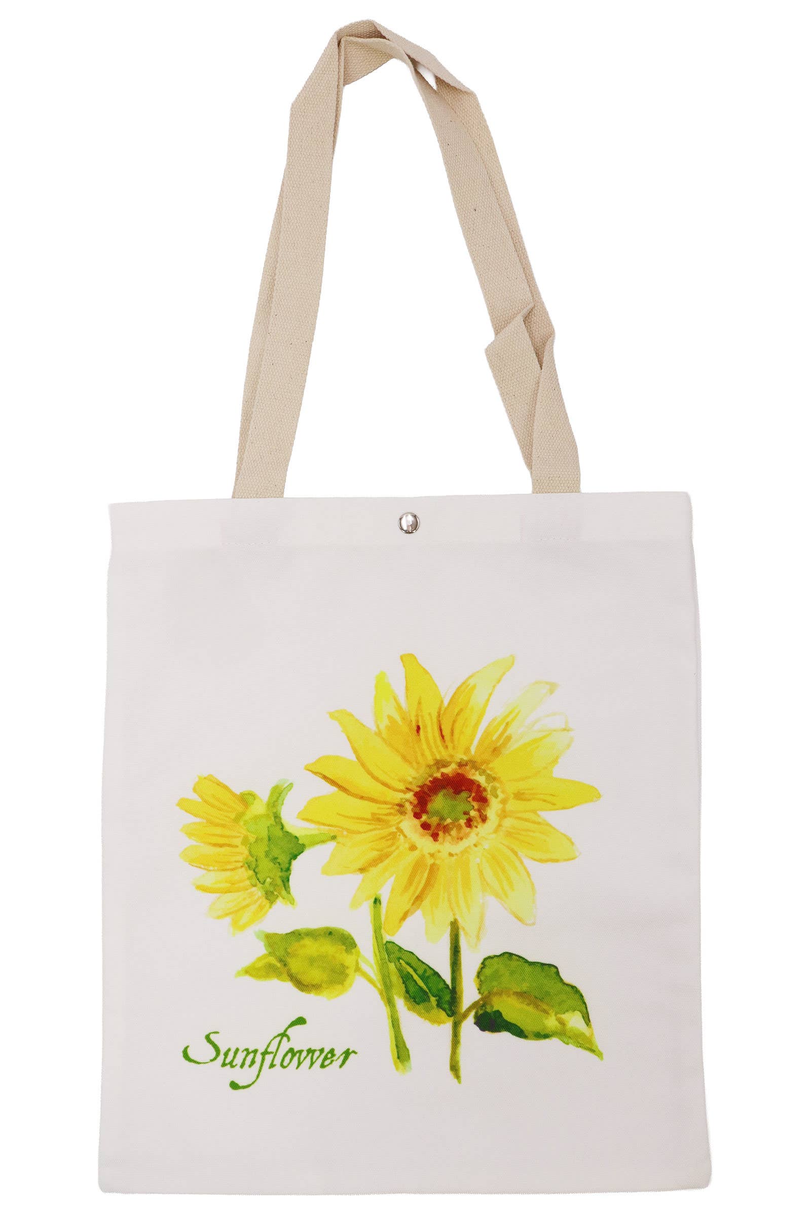 Sunflower Print Canvas Tote Bag