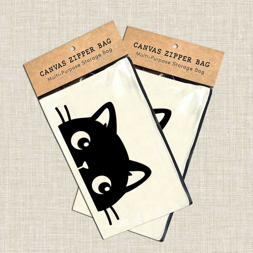 Peeking Cat Multi-Use Canvas Zipper Bag
