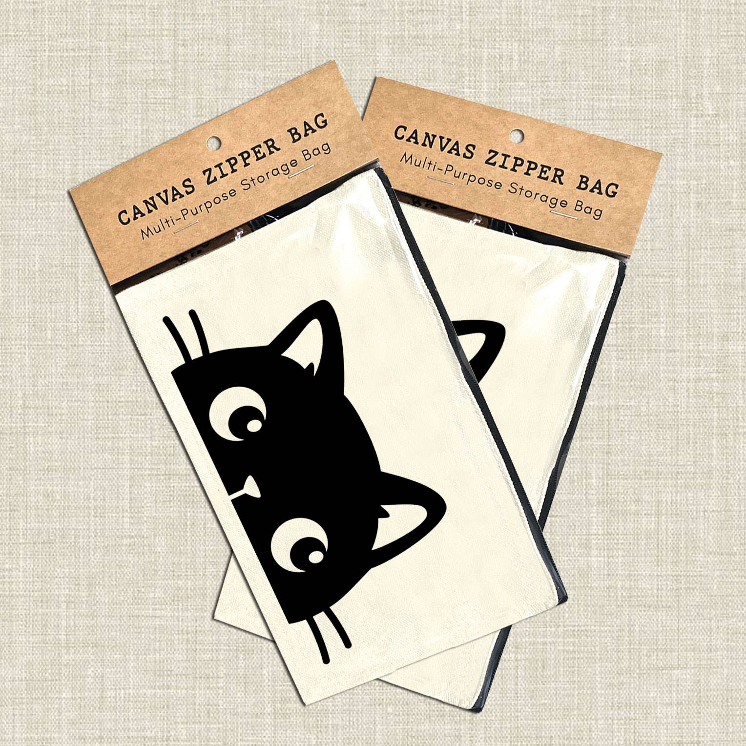 Peeking Cat Multi-Use Canvas Zipper Bag