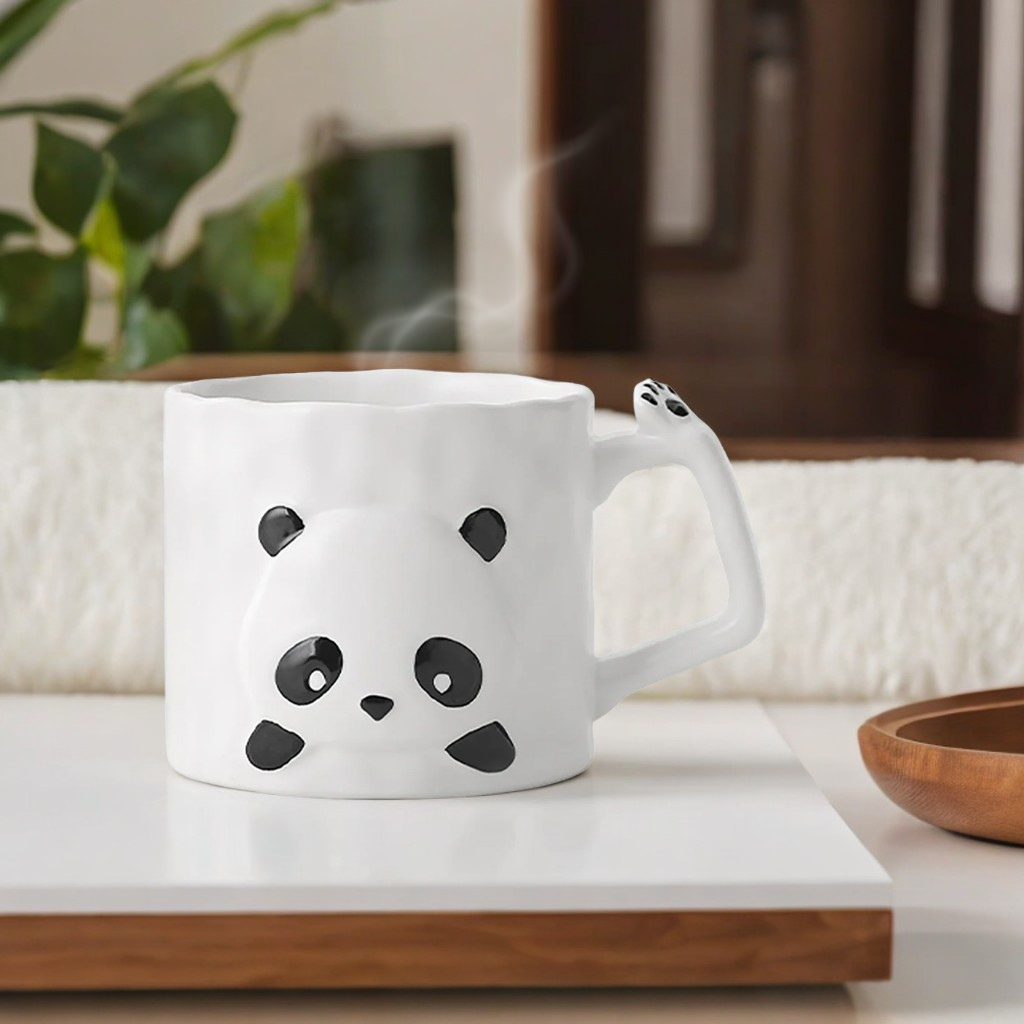Embossed Ceramic Panda Mug