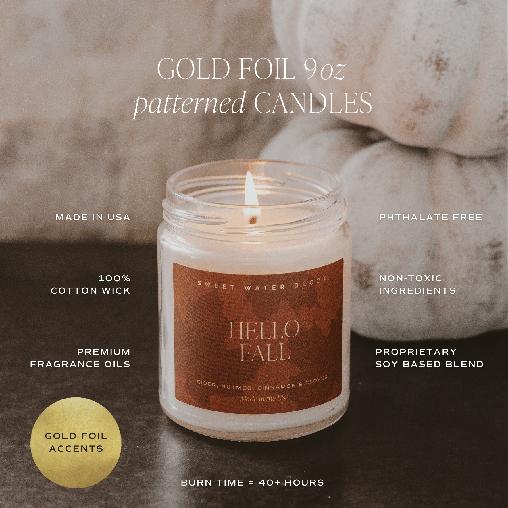 Pumpkin Spice 9 oz Soy Candle - Fall Decor