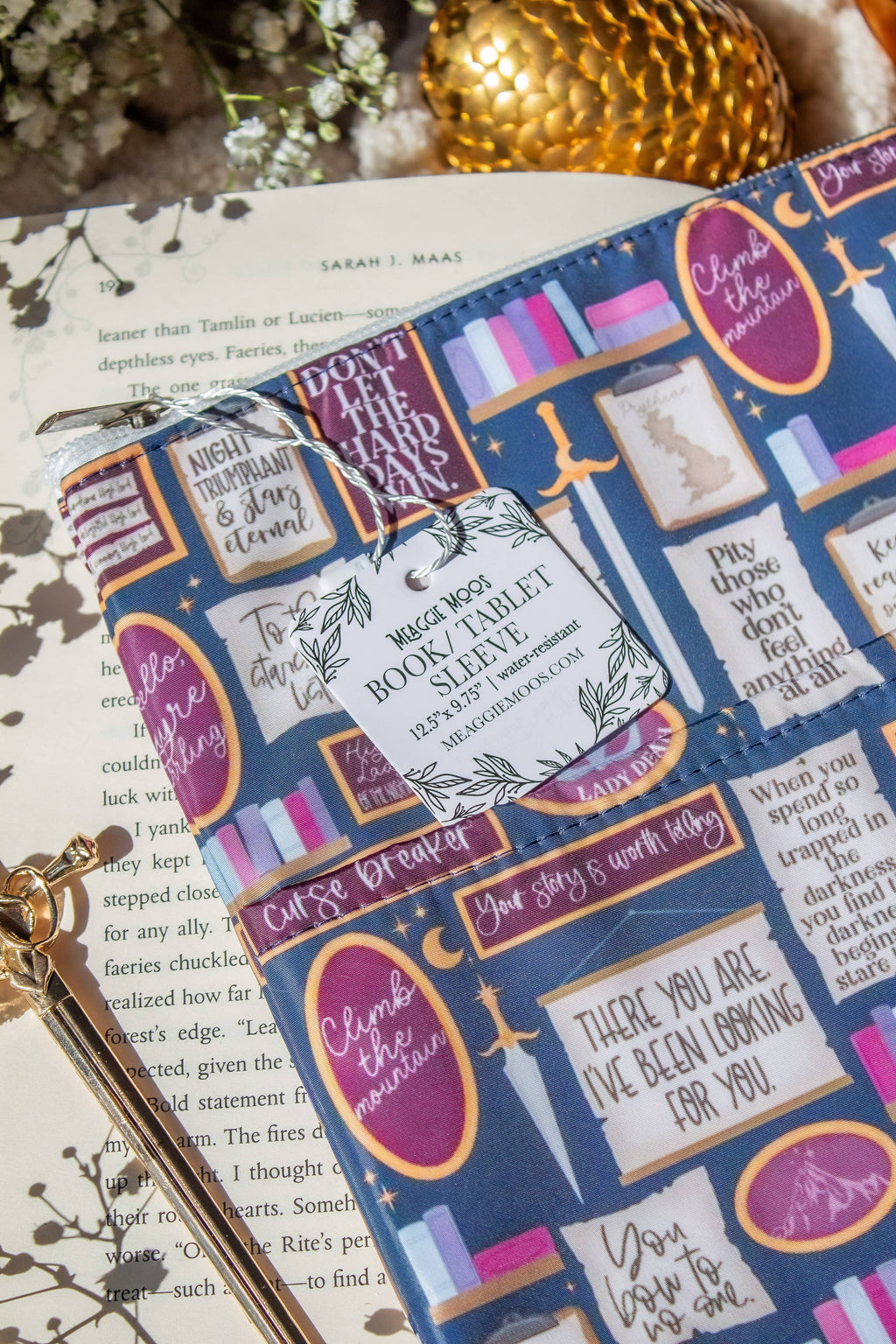 Water-Resistant Book / Tablet Sleeve | ACOTAR Quote Wall