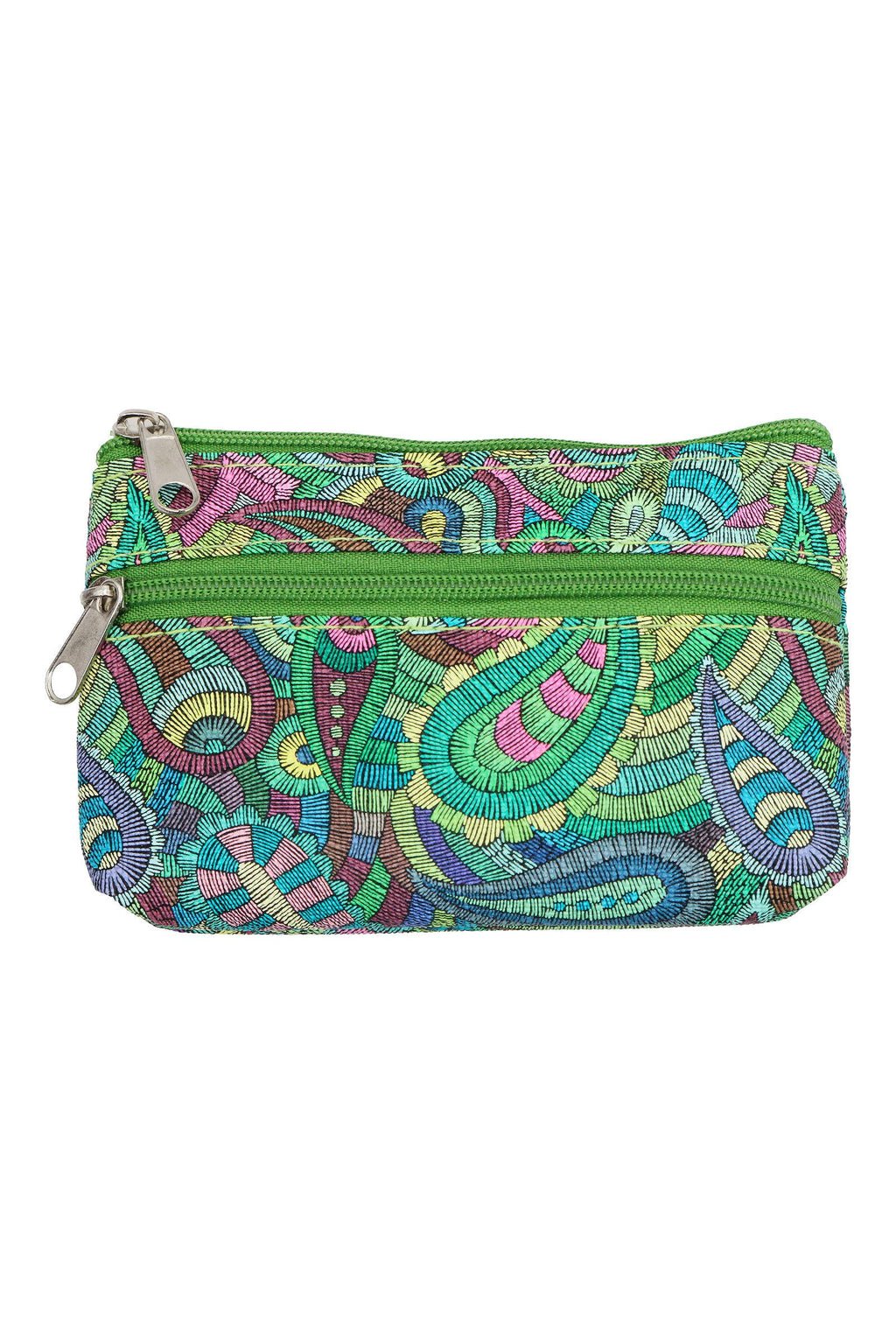 Boho Paisley Double Compartment Zippered Coin Pouch