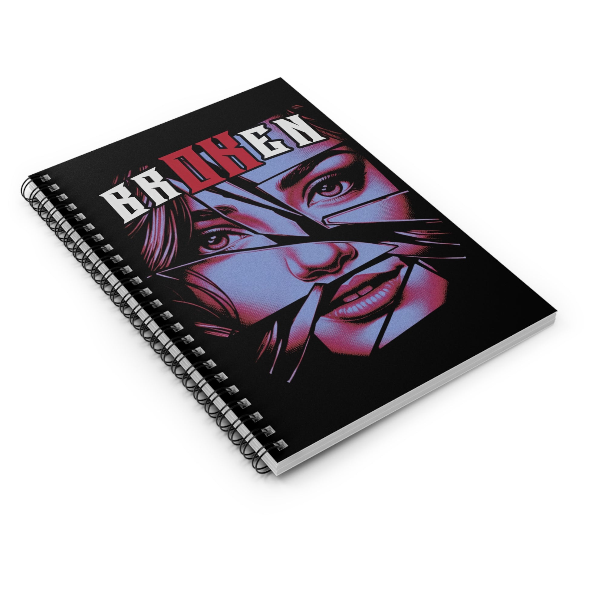 Broken V1 - Red & Wht - Spiral Notebook - Ruled Line