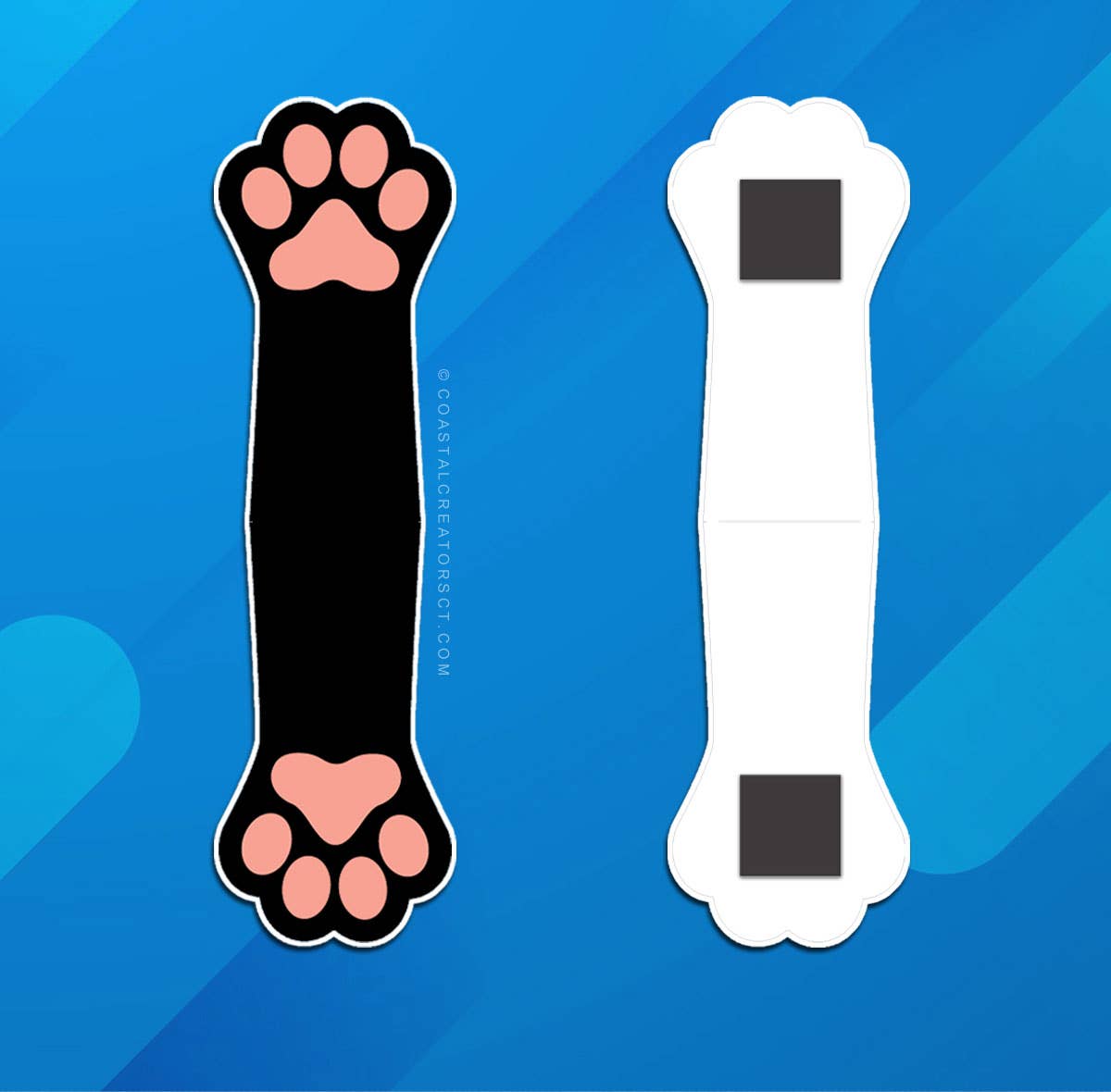 2-Pack Black Cat Paws Magnetic Bookmarks (Packaged)