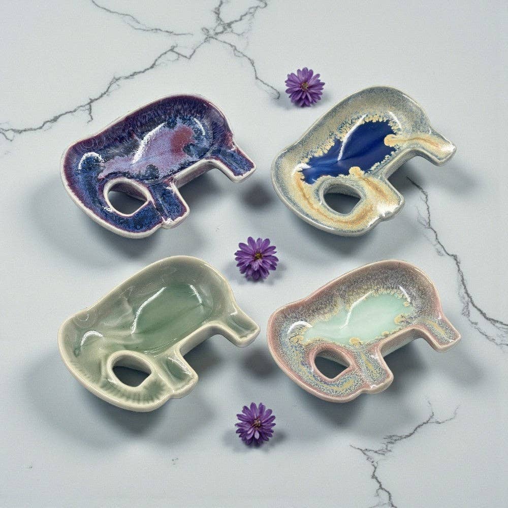 Ceramic Elephant Trinket Dish - Assorted