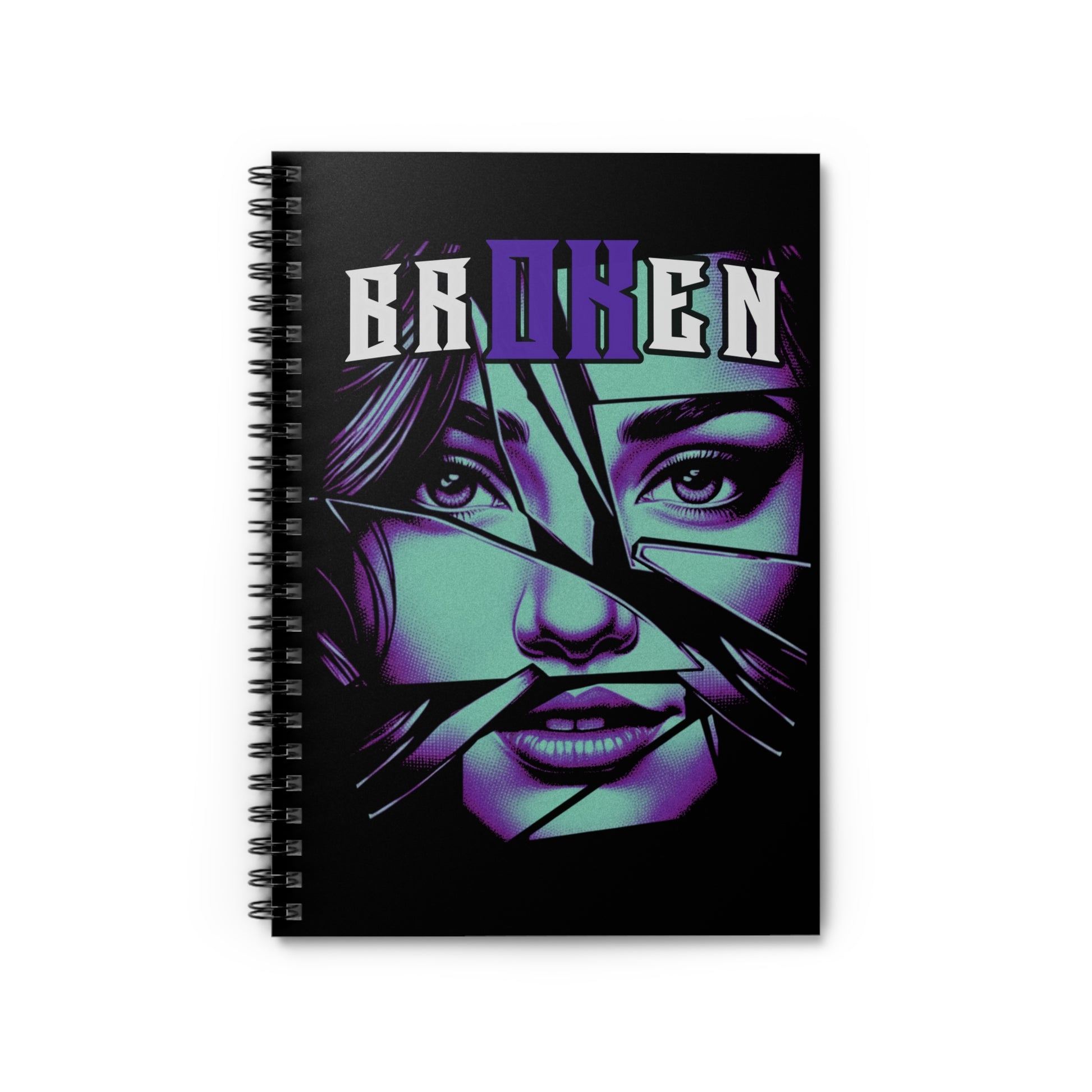 Broken V1 - Purple & Wht - Spiral Notebook - Ruled Line