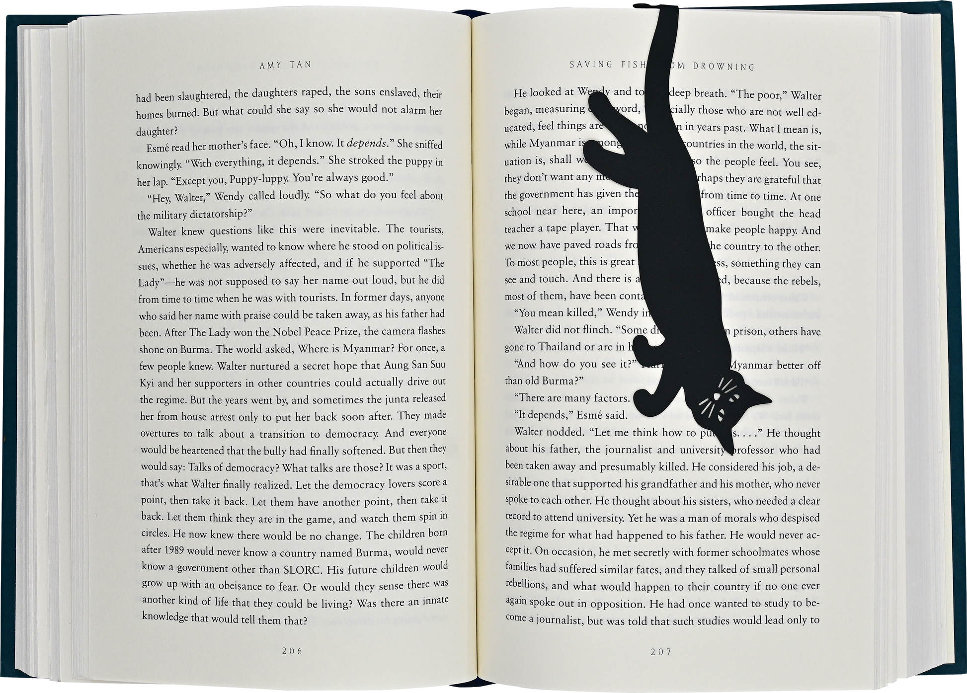 Curious Cat 'Hanging' Metal Bookmark