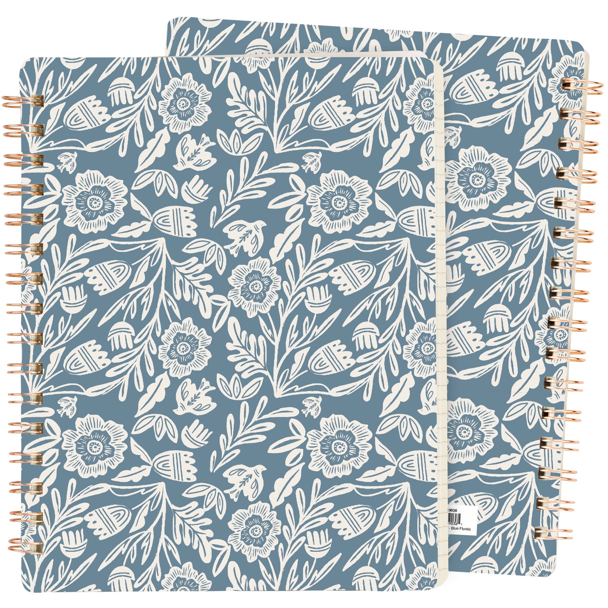 Blue Folk Florals Spiral Notebook