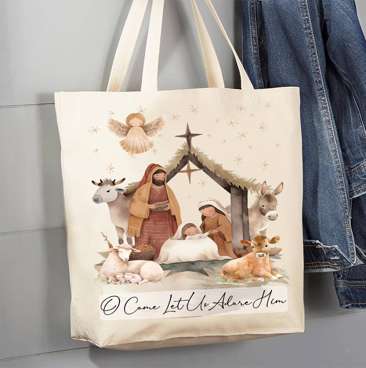 Christmas Nativity Christ is Born Canvas Tote Bag