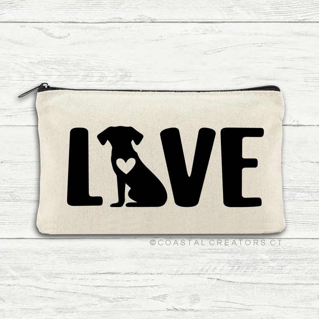 Dog Love Multi-Use Canvas Zipper Storage Pouch Bag