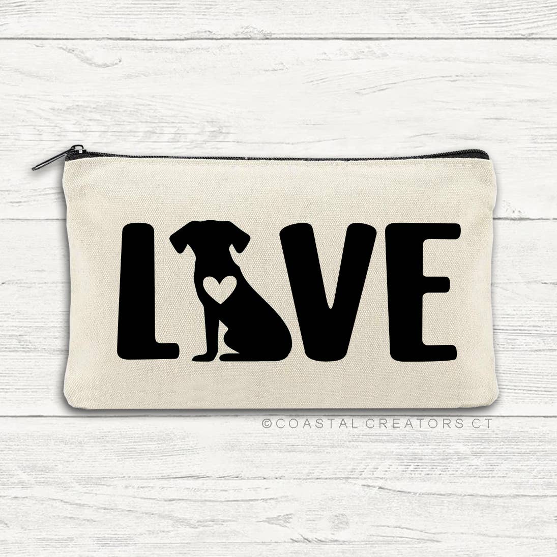 Dog Love Multi-Use Canvas Zipper Storage Pouch Bag