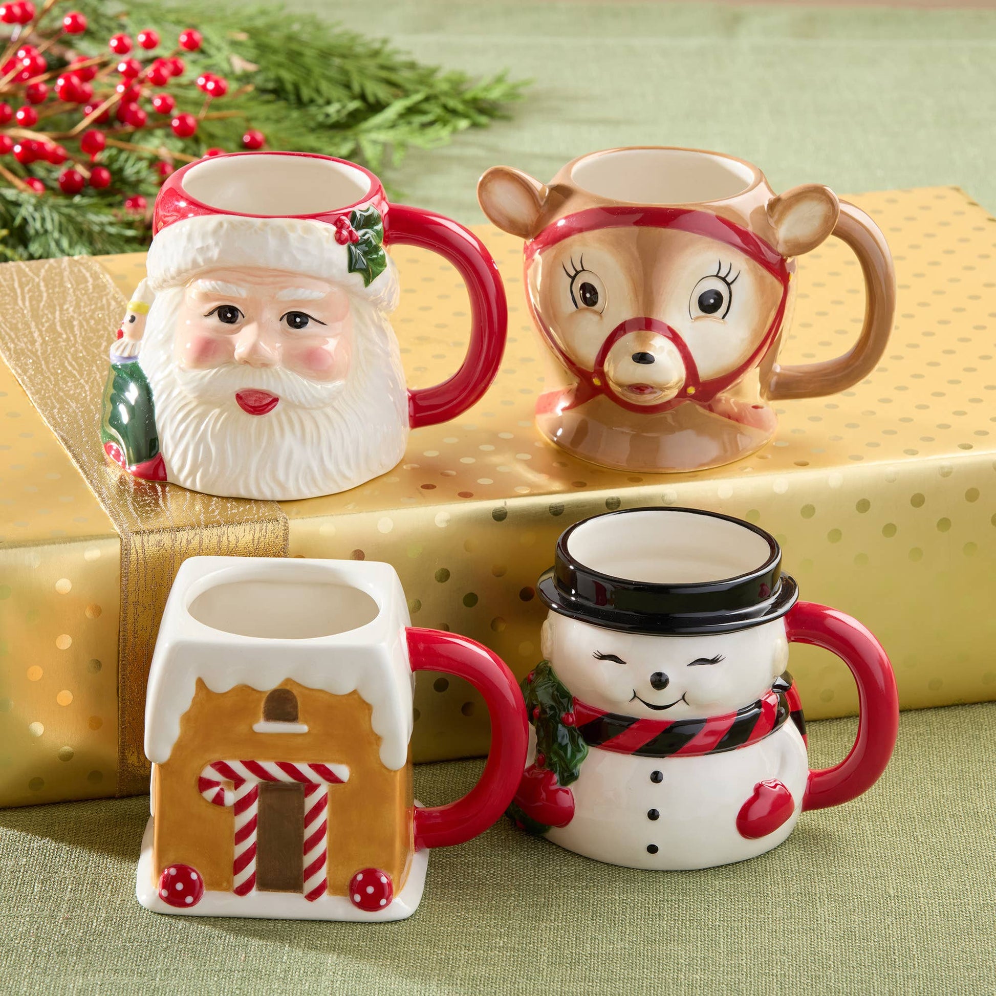 Santa's Retro Christmas 3-D Mug 18 oz.