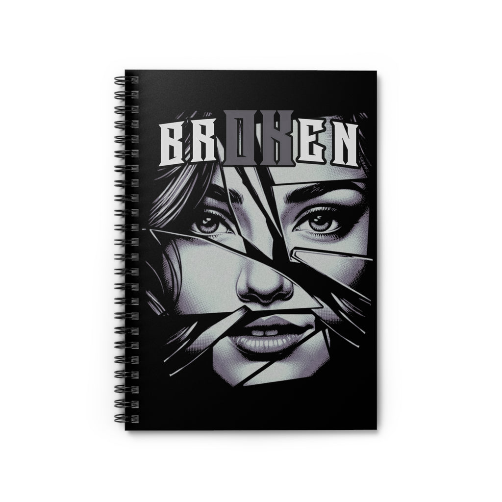 Broken V1 - Blk & Wht - Spiral Notebook - Ruled Line