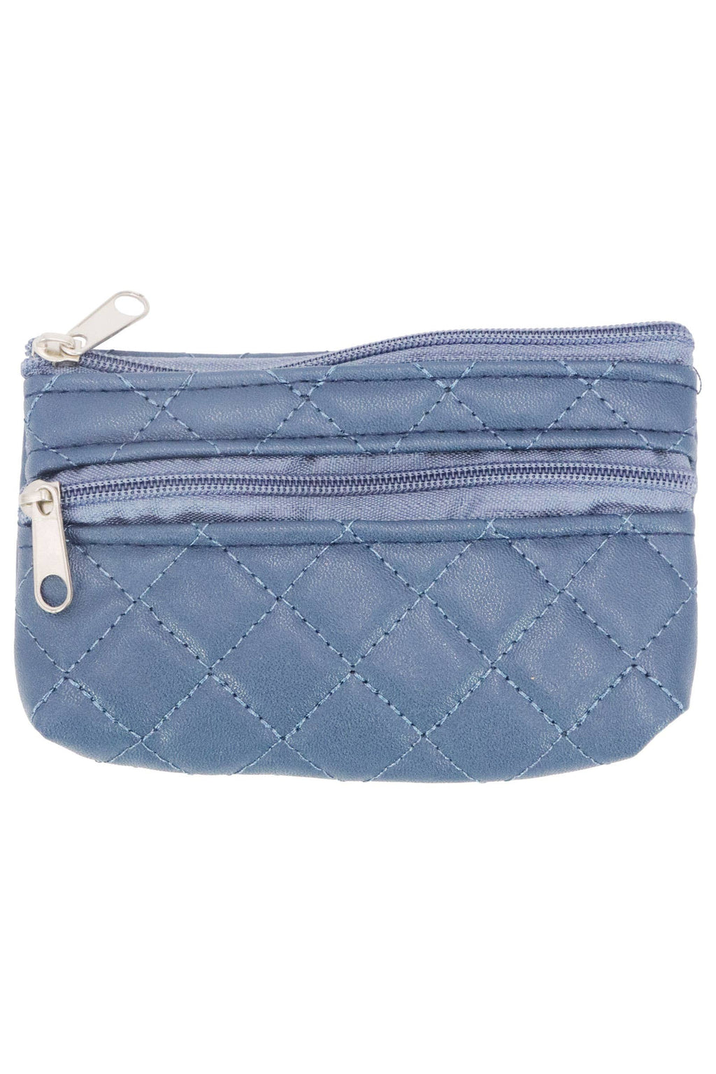 Diamond Quilted Double Zipper Coin Purse Bag