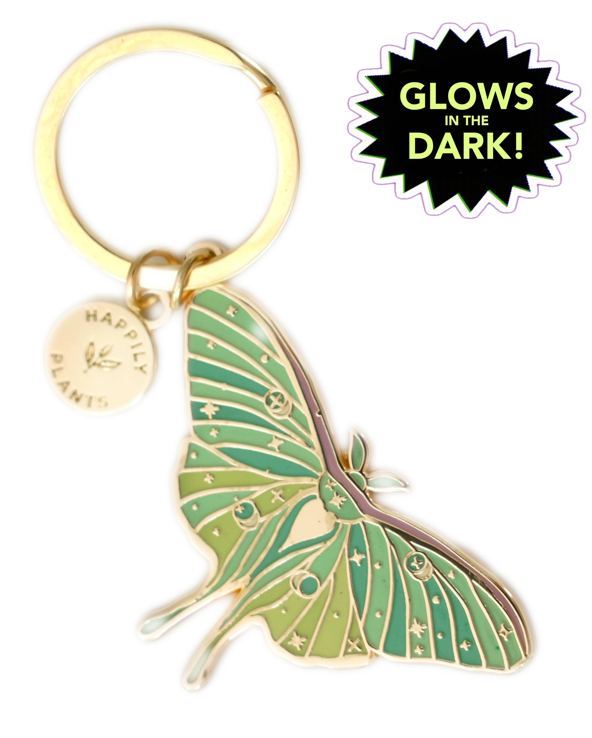 Luna Moth Keychain Charm Glow in the Dark! Stocking Stuffer