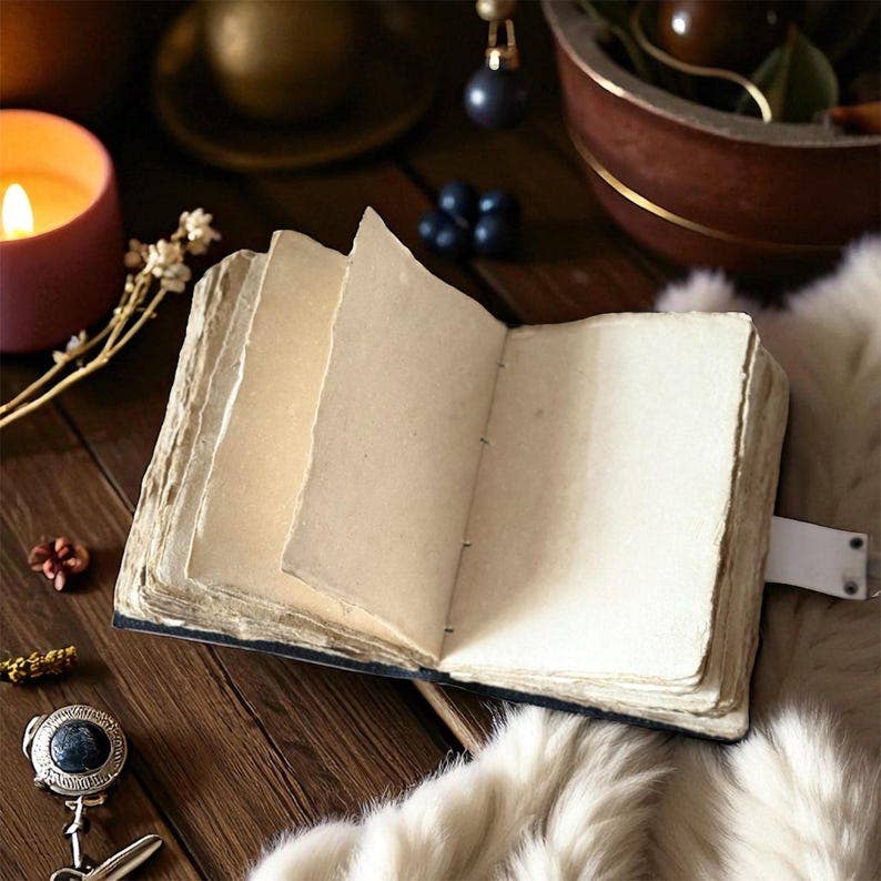 Leather Journal Grimoire Vintage Mushroom Notebook Handmade