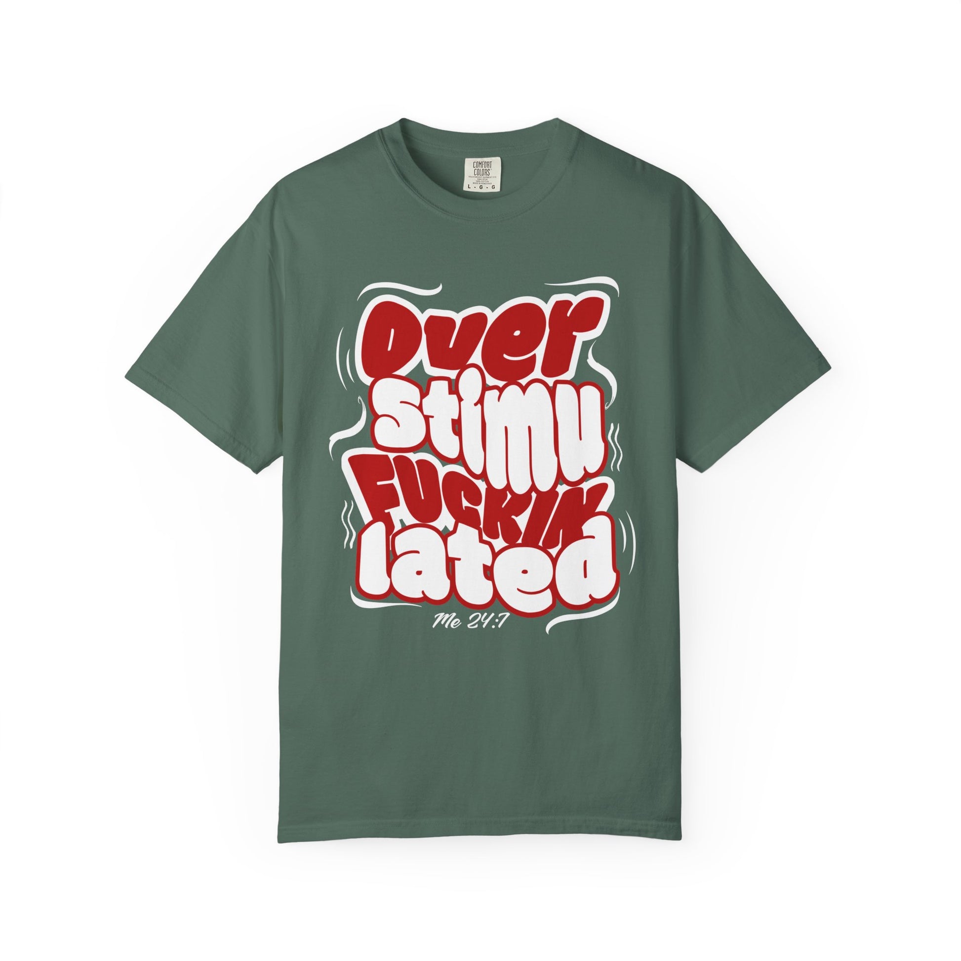 Over F'n Stimulated - Red & Wht - Unisex T-shirt