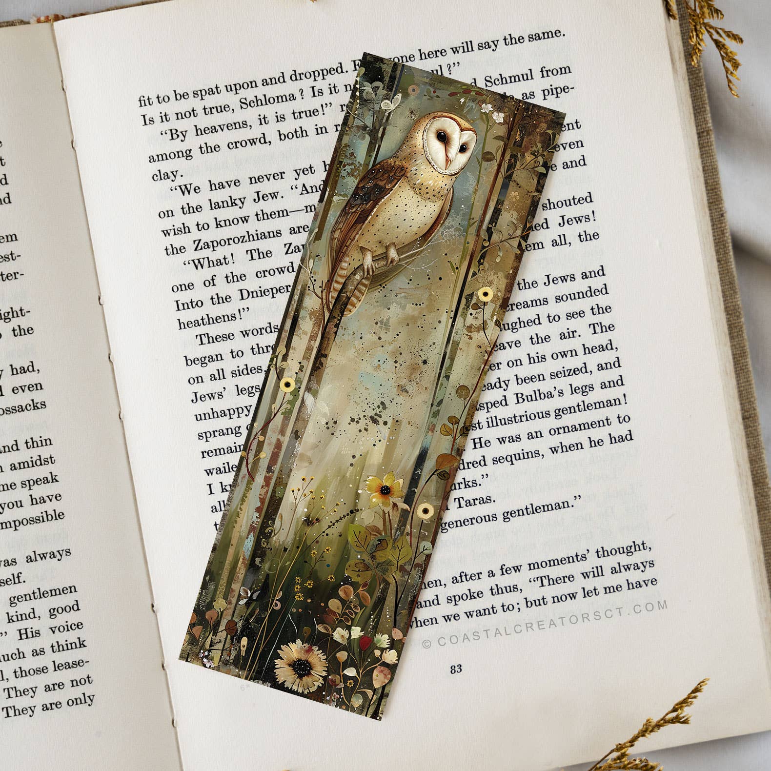 Woodland Forest Owl 2"x6" Glossy Laminated Bookmark